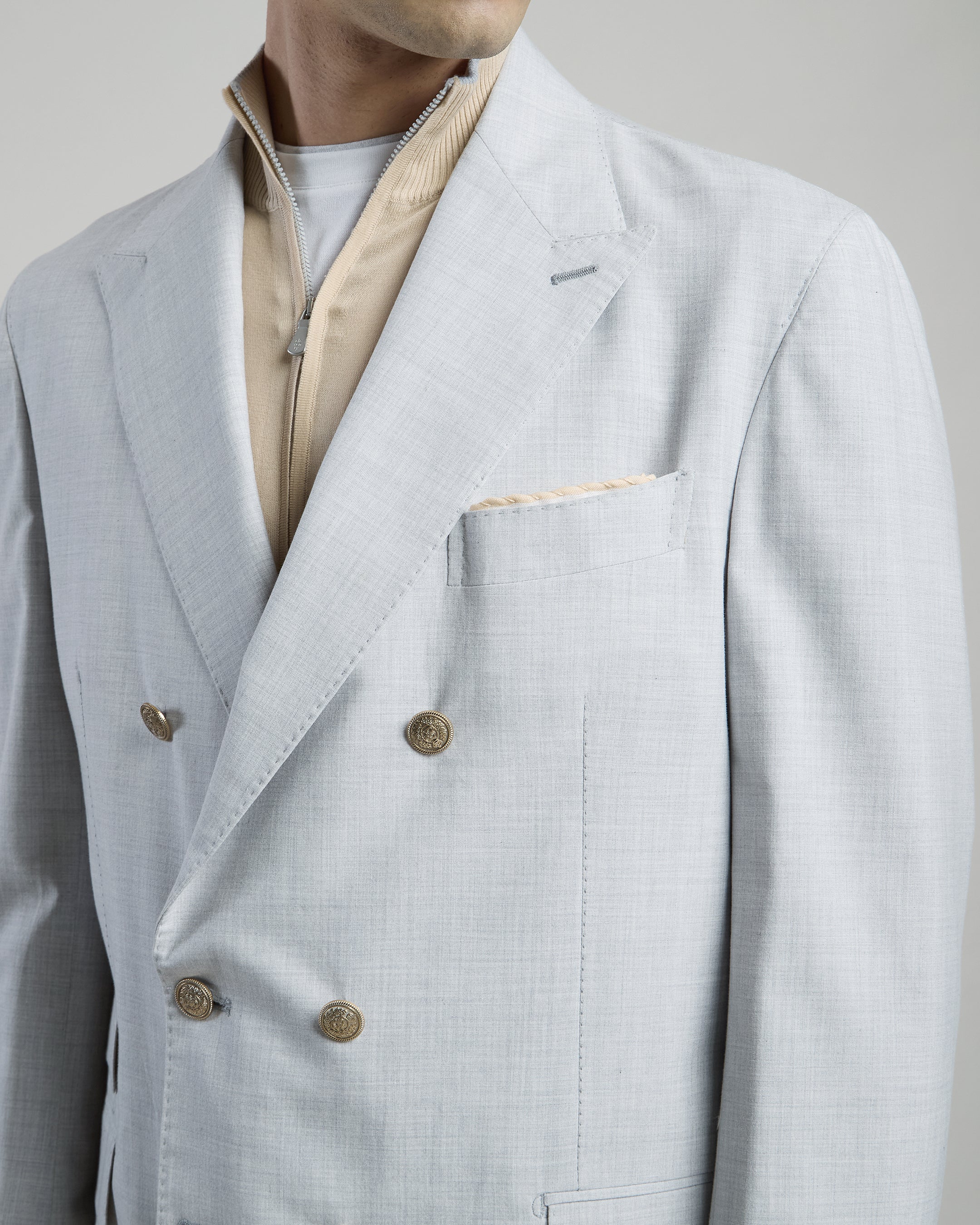 Abito Doppiopetto Slim Fit in Lana Cotone e Seta - Image 4