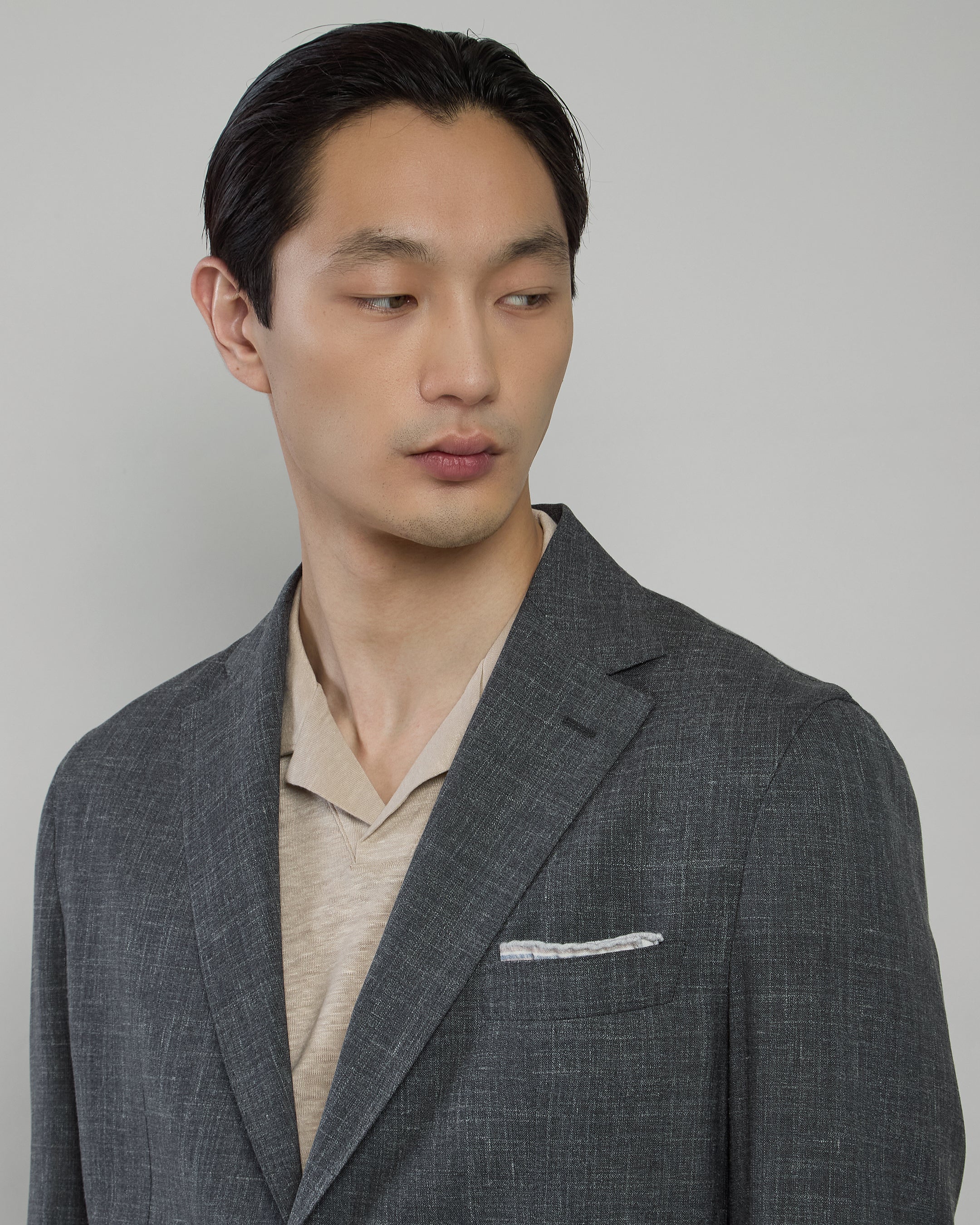 Abito Monopetto in Lana Seta e Lino Slim Fit - Image 3