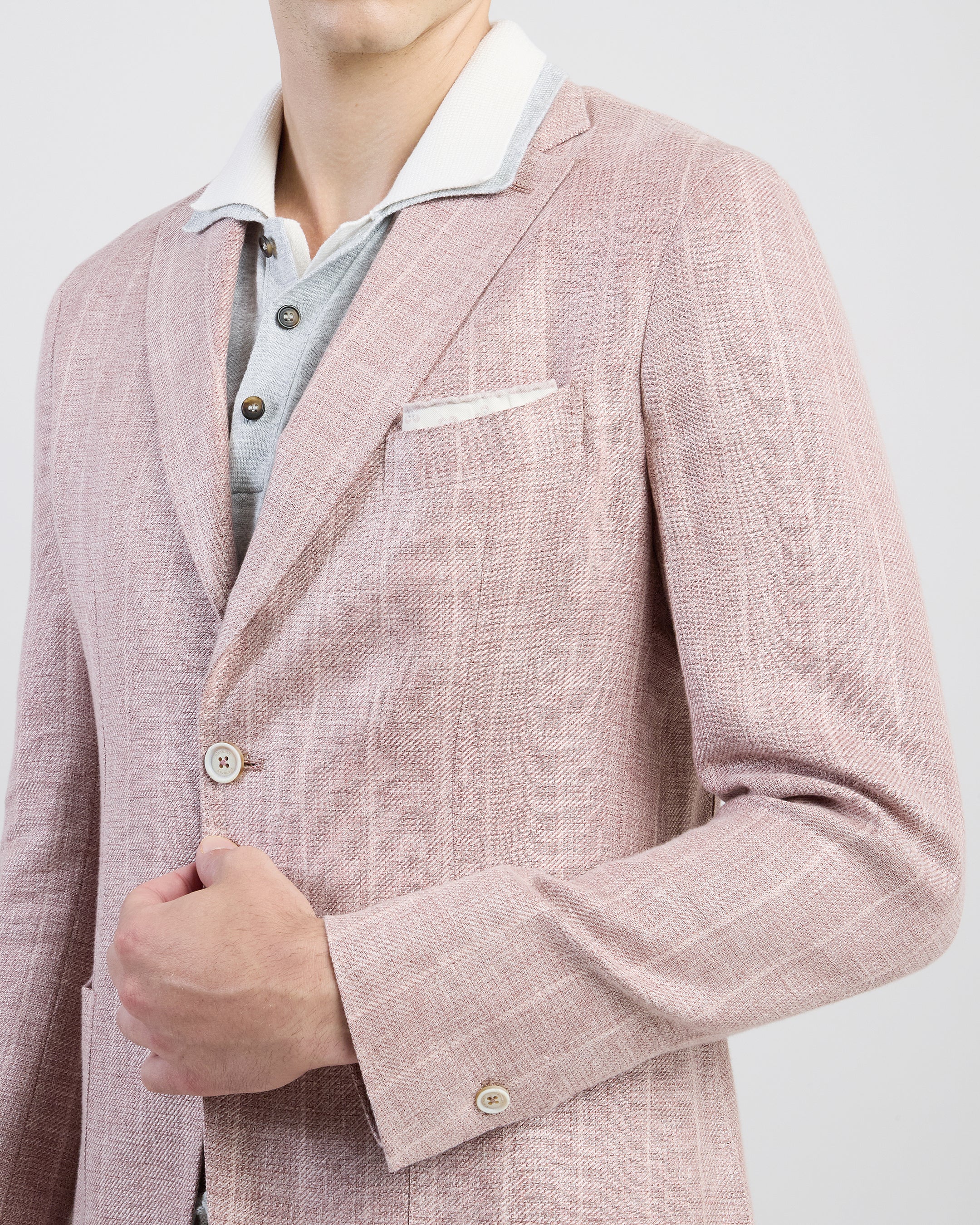 Abito Monopetto Slim Fit in Lino Cashmere e Seta - Image 3