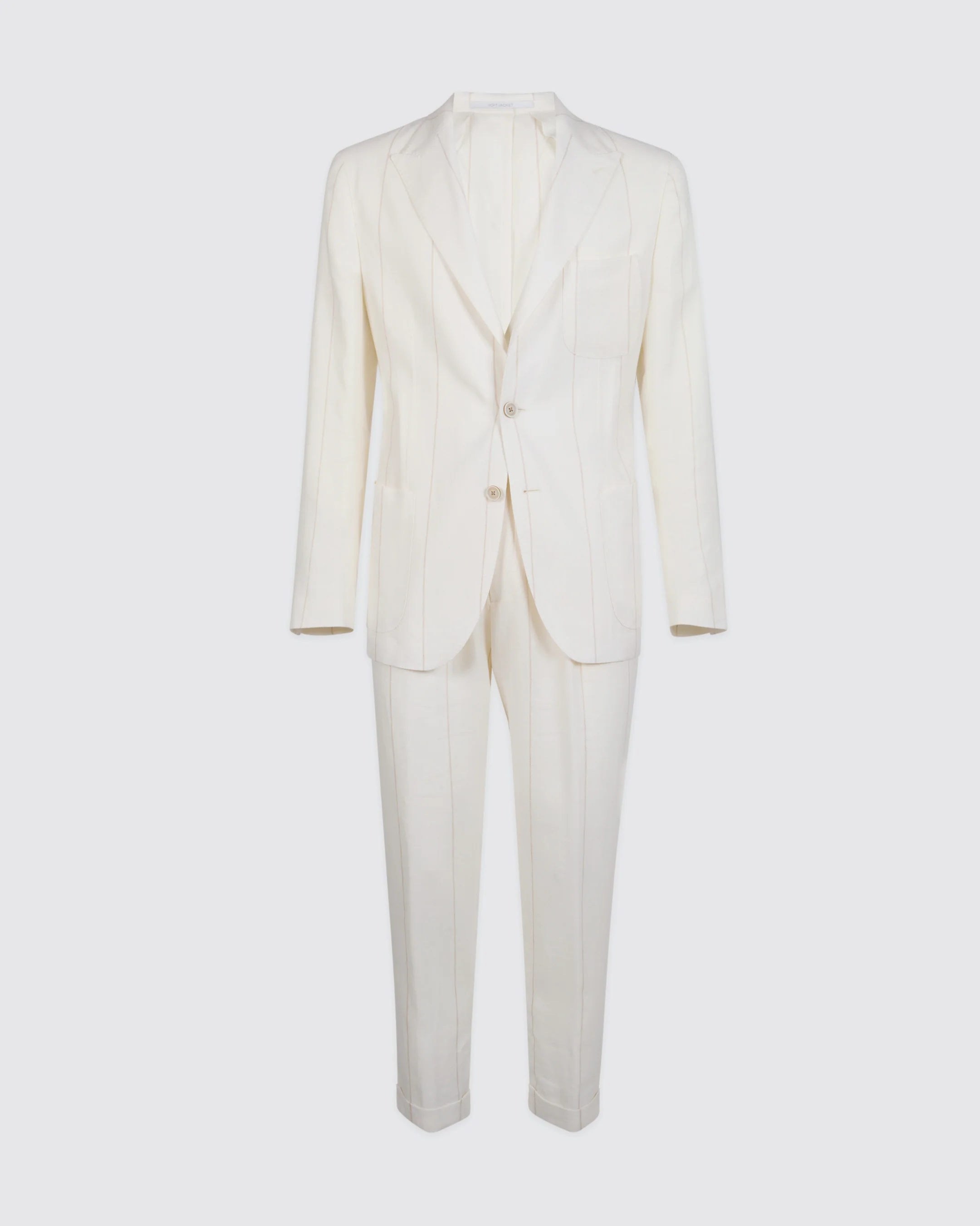 Abito Monopetto Gessato in Lino Lana e Seta Slim Fit - Image 5