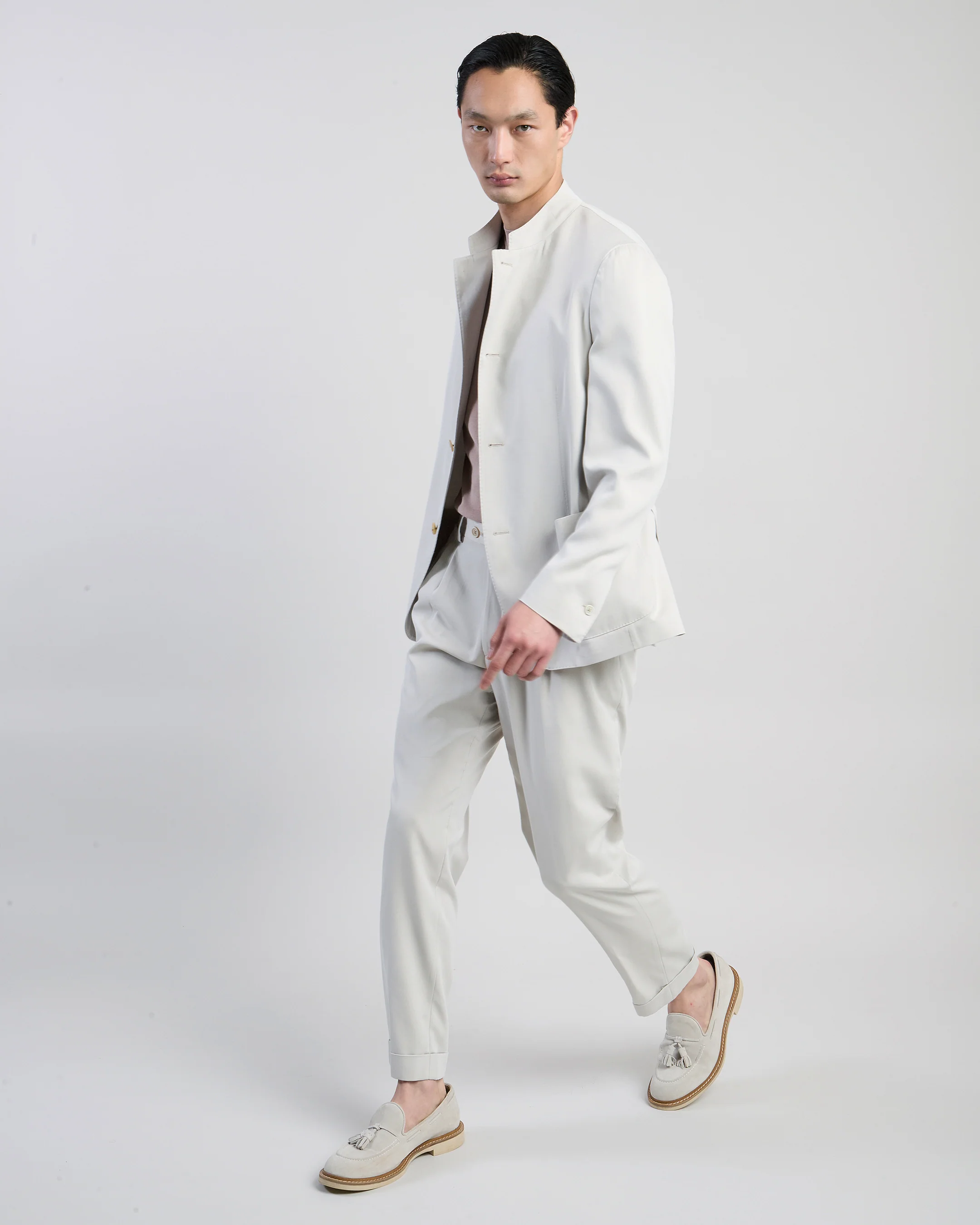 Abito Monopetto in Seta Slim Fit con Doppie Pinces