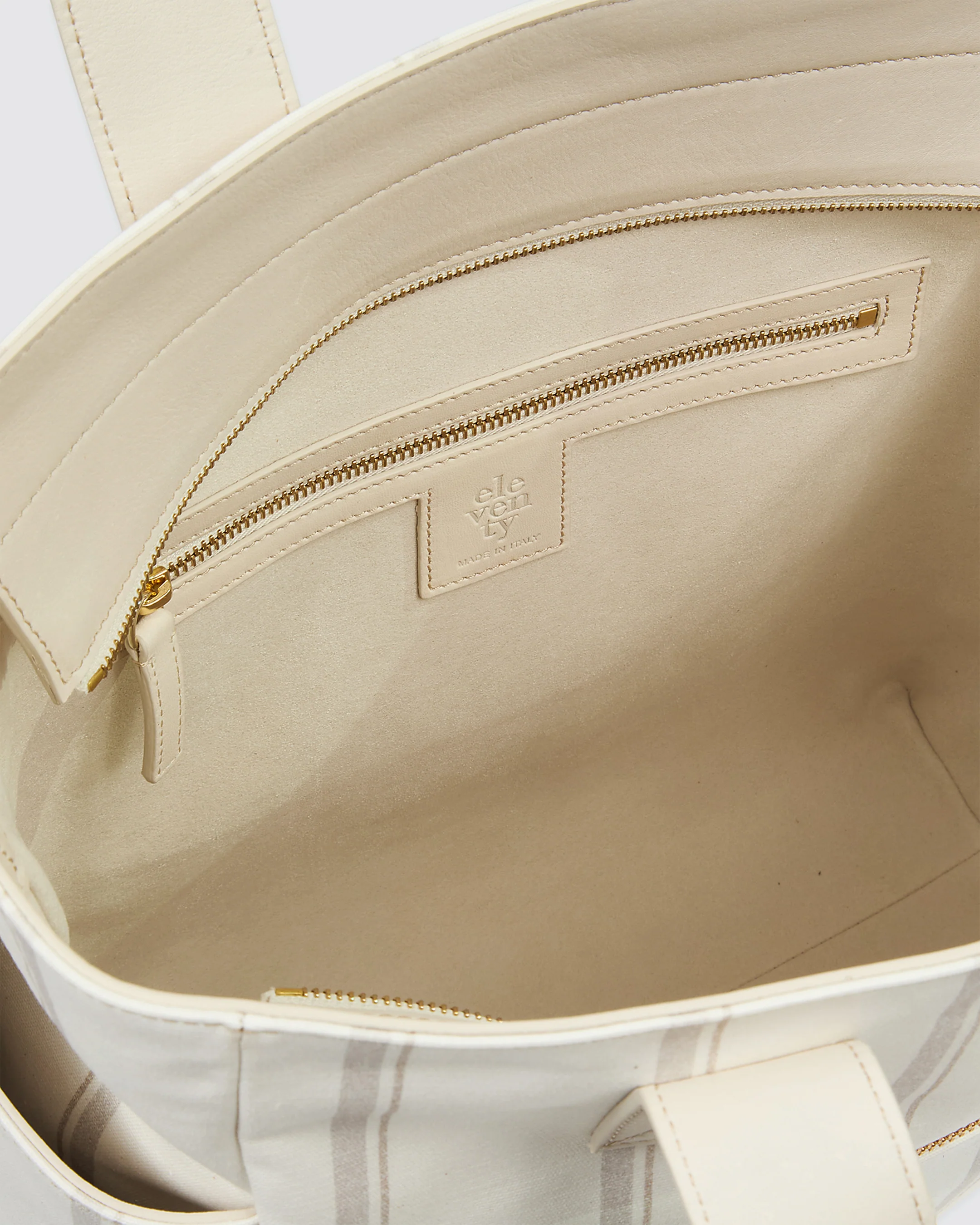 Borsa Tote da Uomo in Tela di Cotone Rigata e Pelle - Image 3