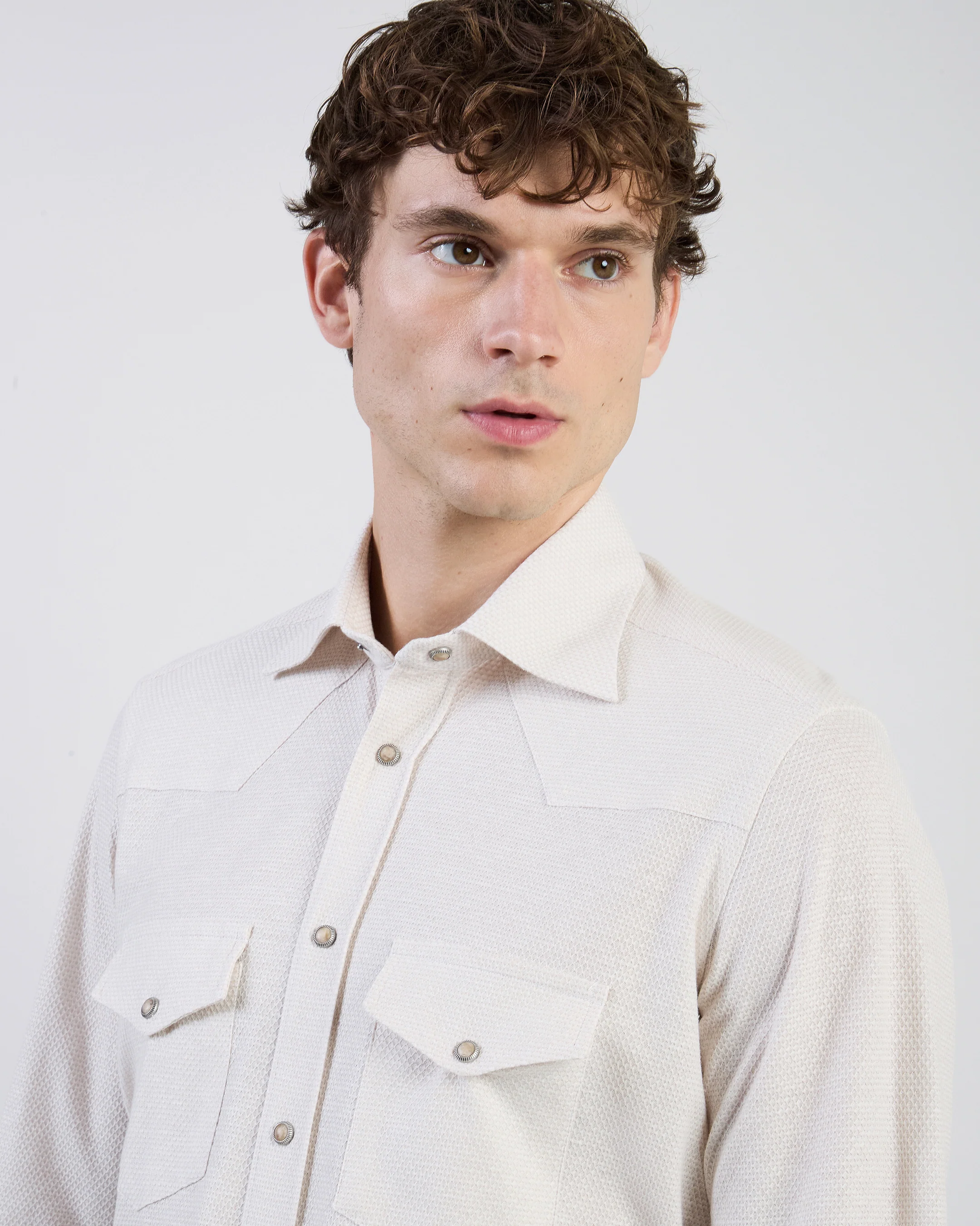 Camicia Texas Slim Fit in Jersey di Cotone e Lino - Image 3