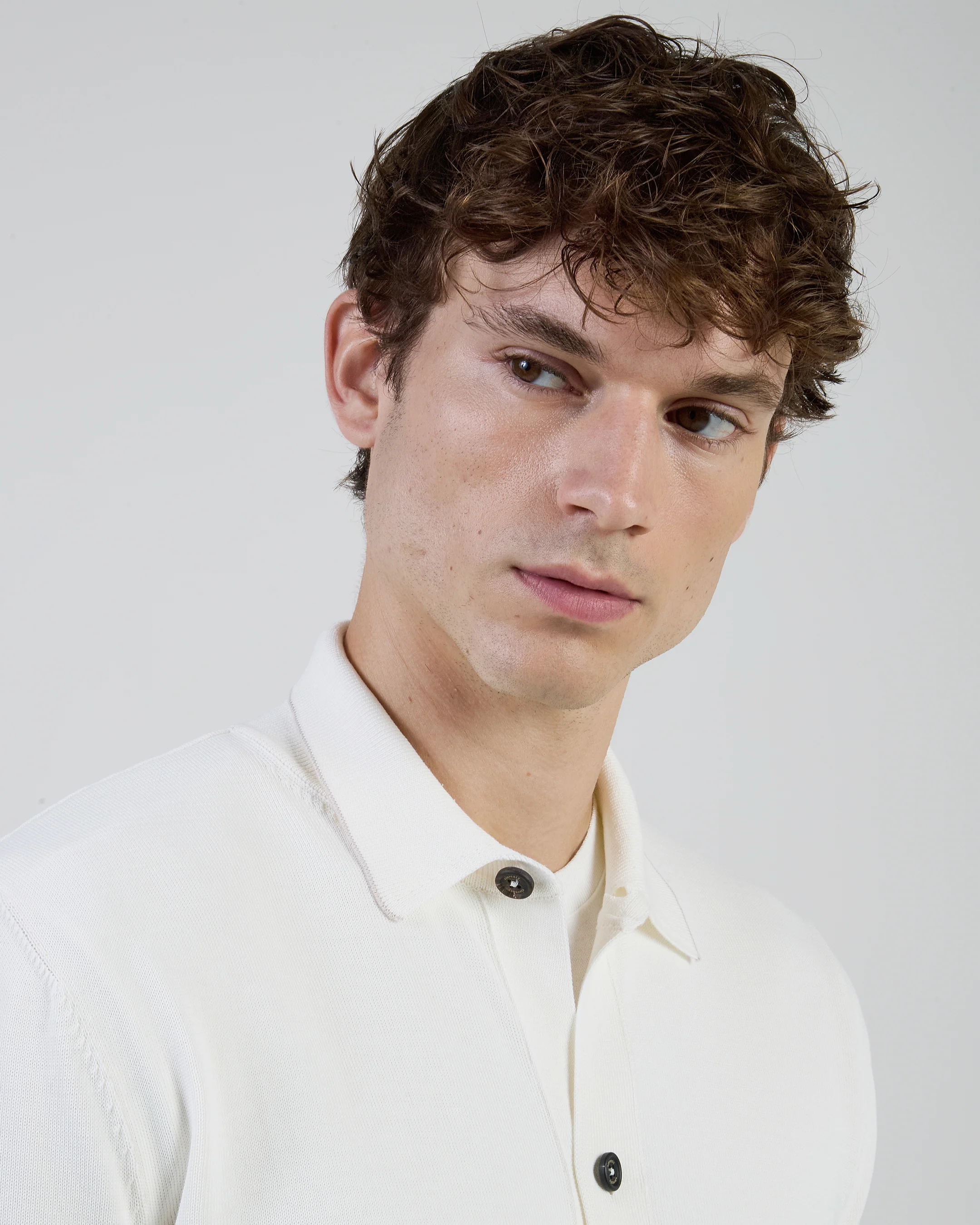 Camicia in Maglia di Cotone con Bottoni in Corno - Image 3