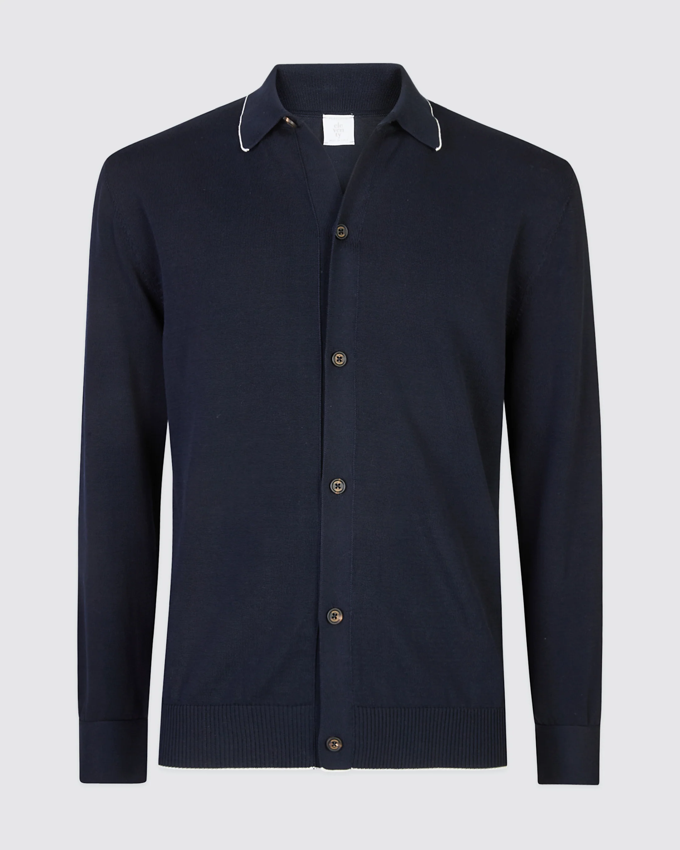 Camicia in Maglia di Cotone con Bottoni in Corno - Image 8