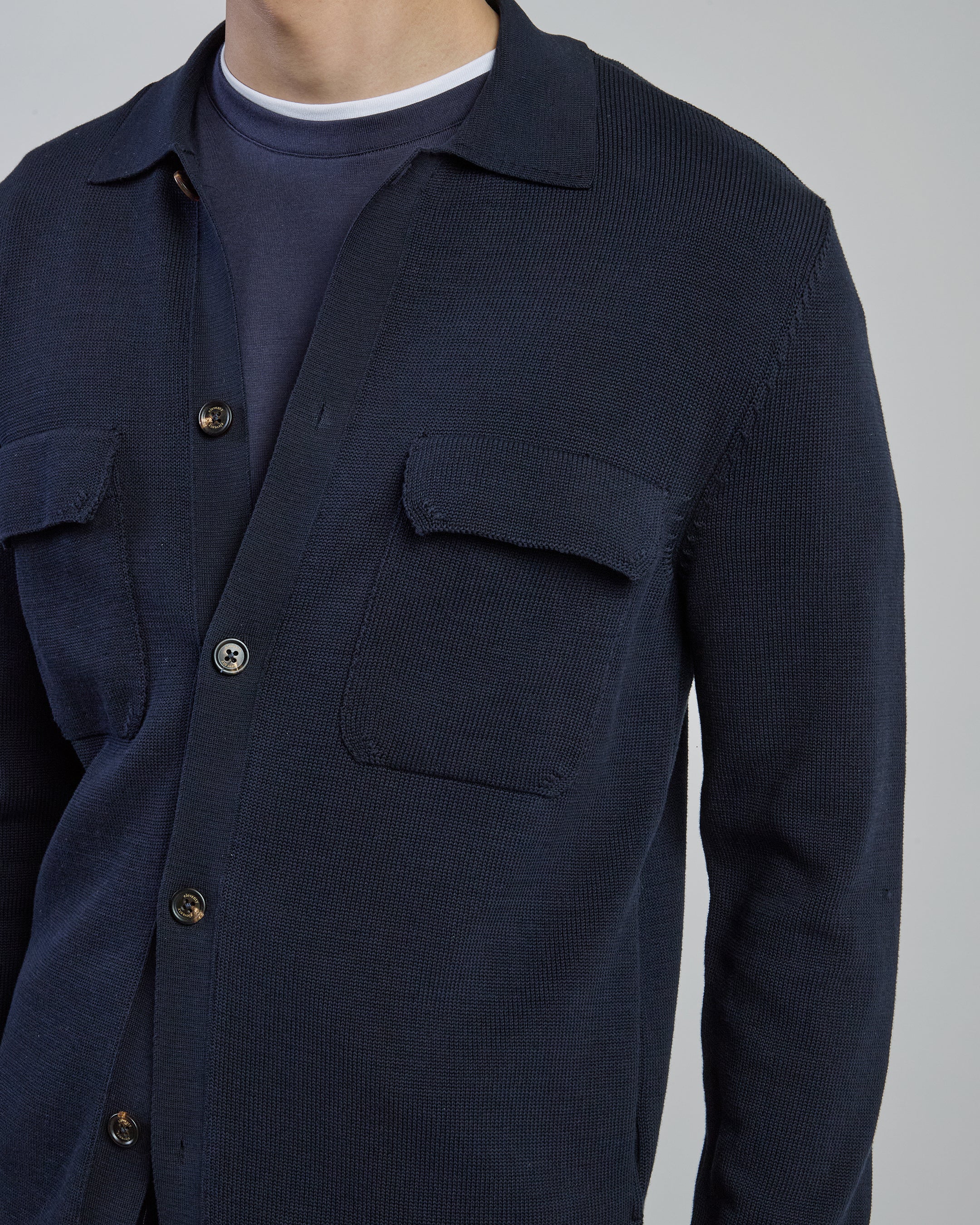 Camicia in Maglia di Cotone Uomo con Tasche Applicate - Image 3