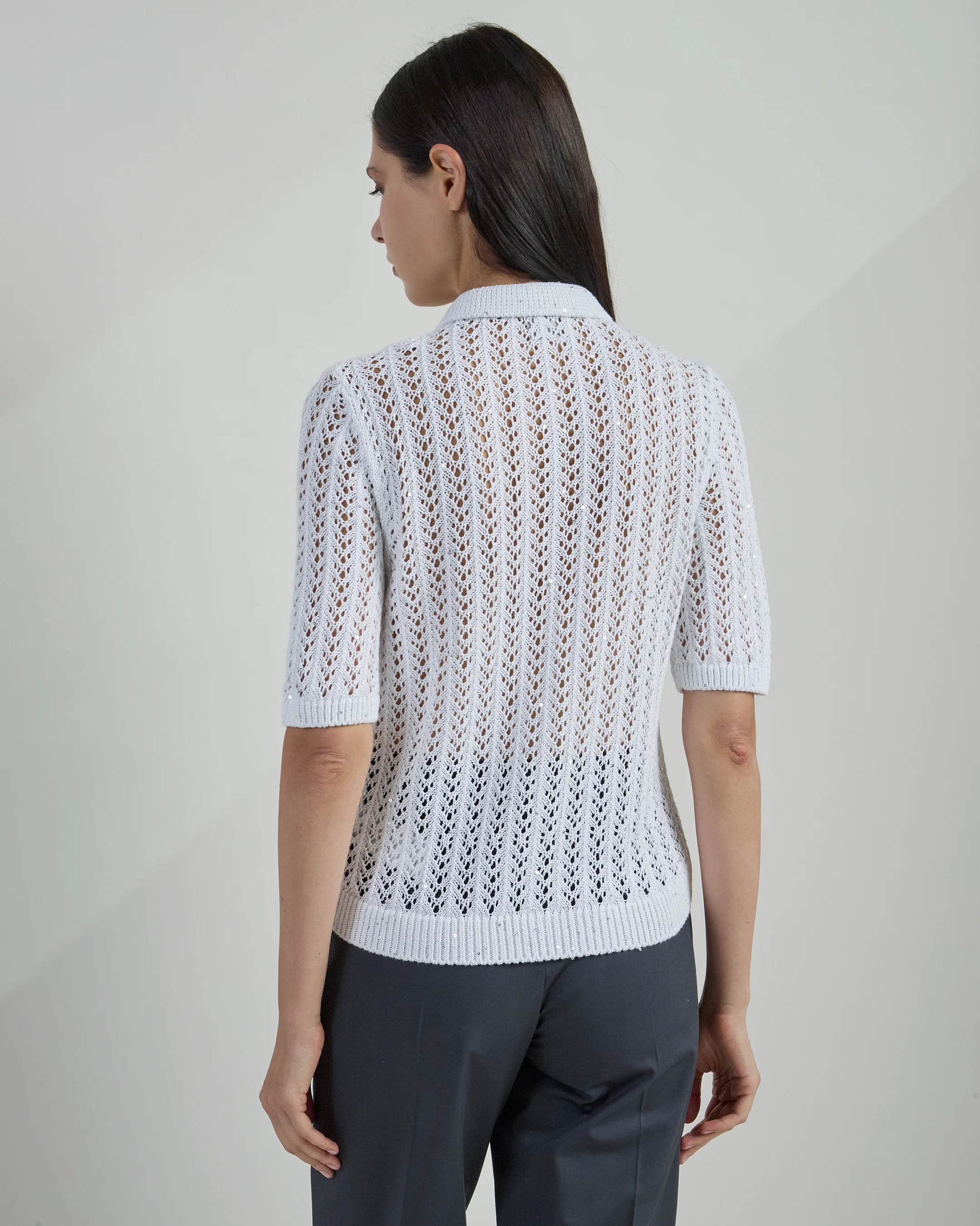 Camicia in Maglia Cotone e Lino con Paillettes - Image 2