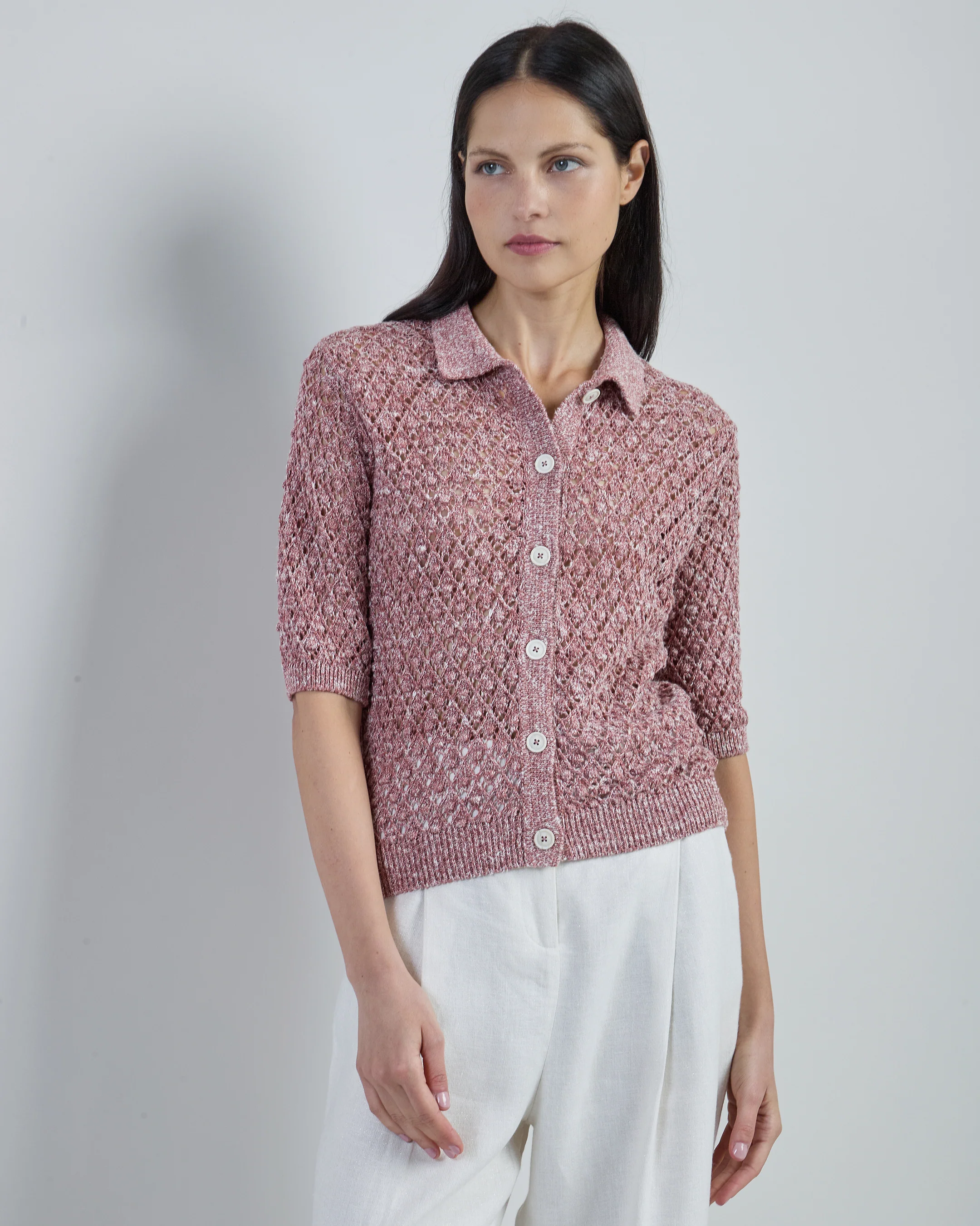 Camicia in Maglia in Lino Cotone e Seta da Donna