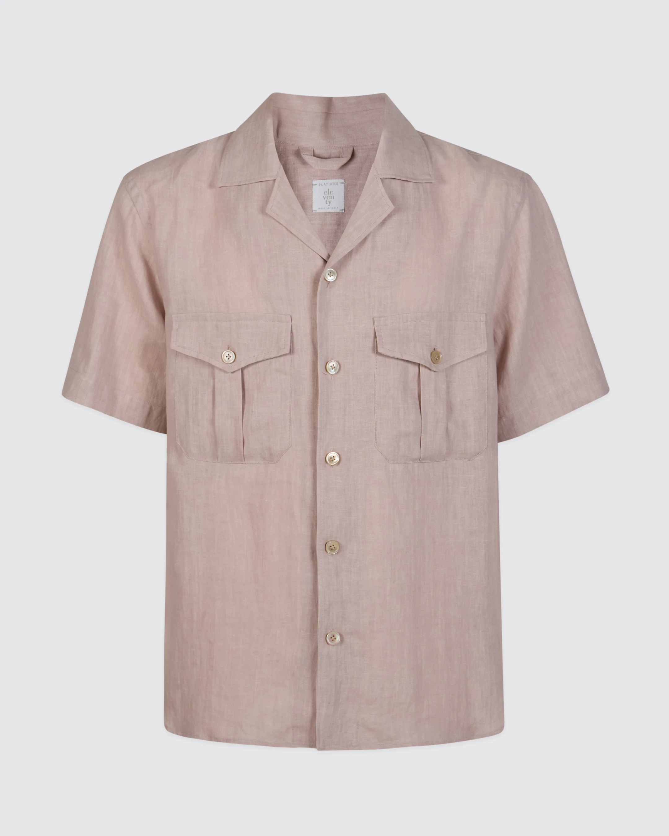 Camicia in Lino con Collo Bowling e Tasche Militari - Image 8