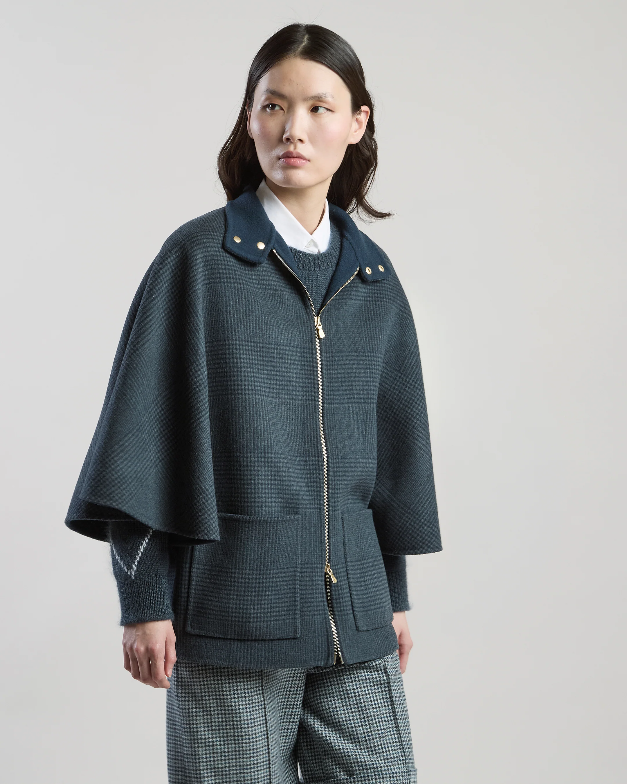 CAPPOTTO MONOPETTO REVERSIBILE LANA CASHMERE GALLES