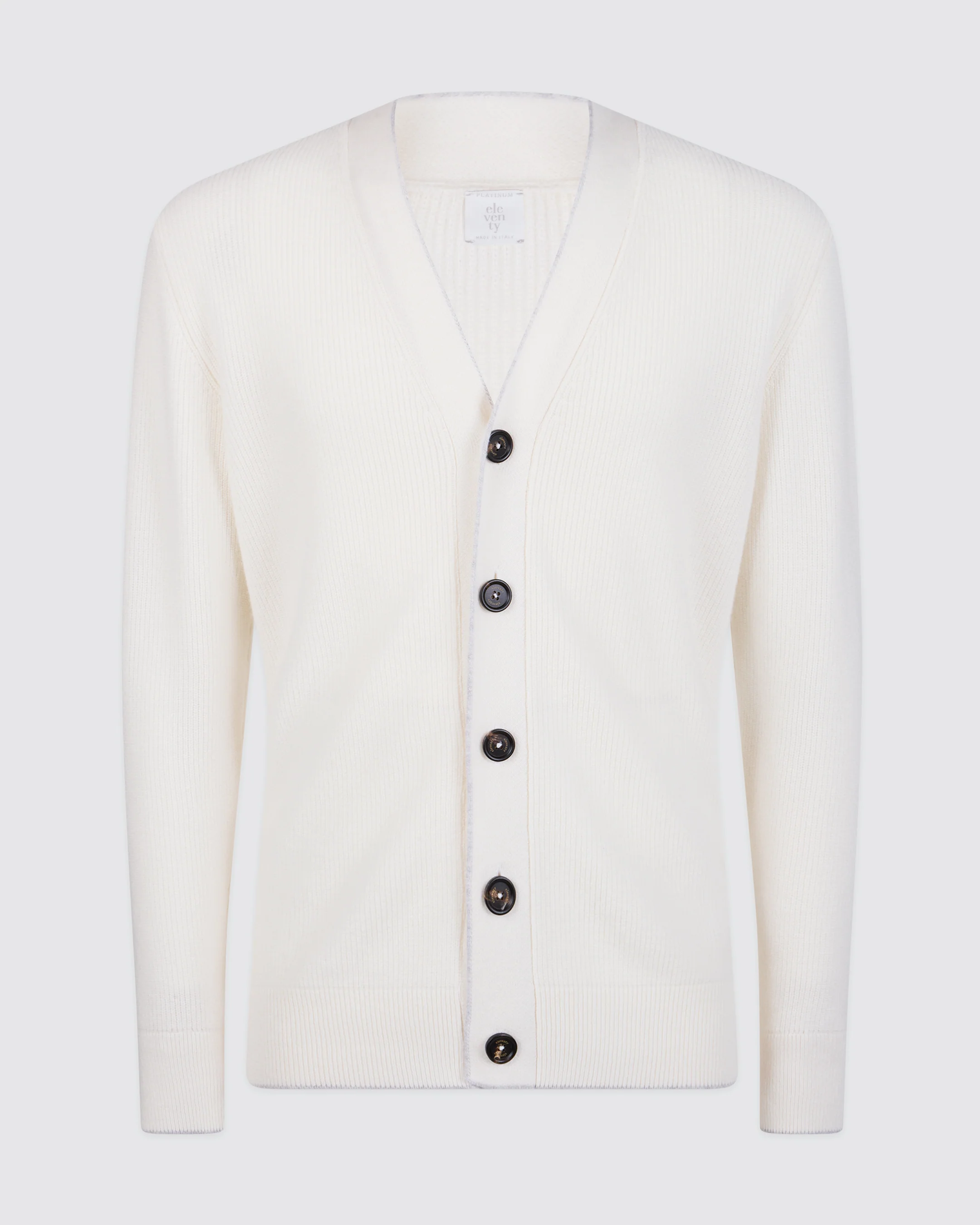 Cardigan in Cashmere a Costa Inglese con Bottoni in Corno - Image 3