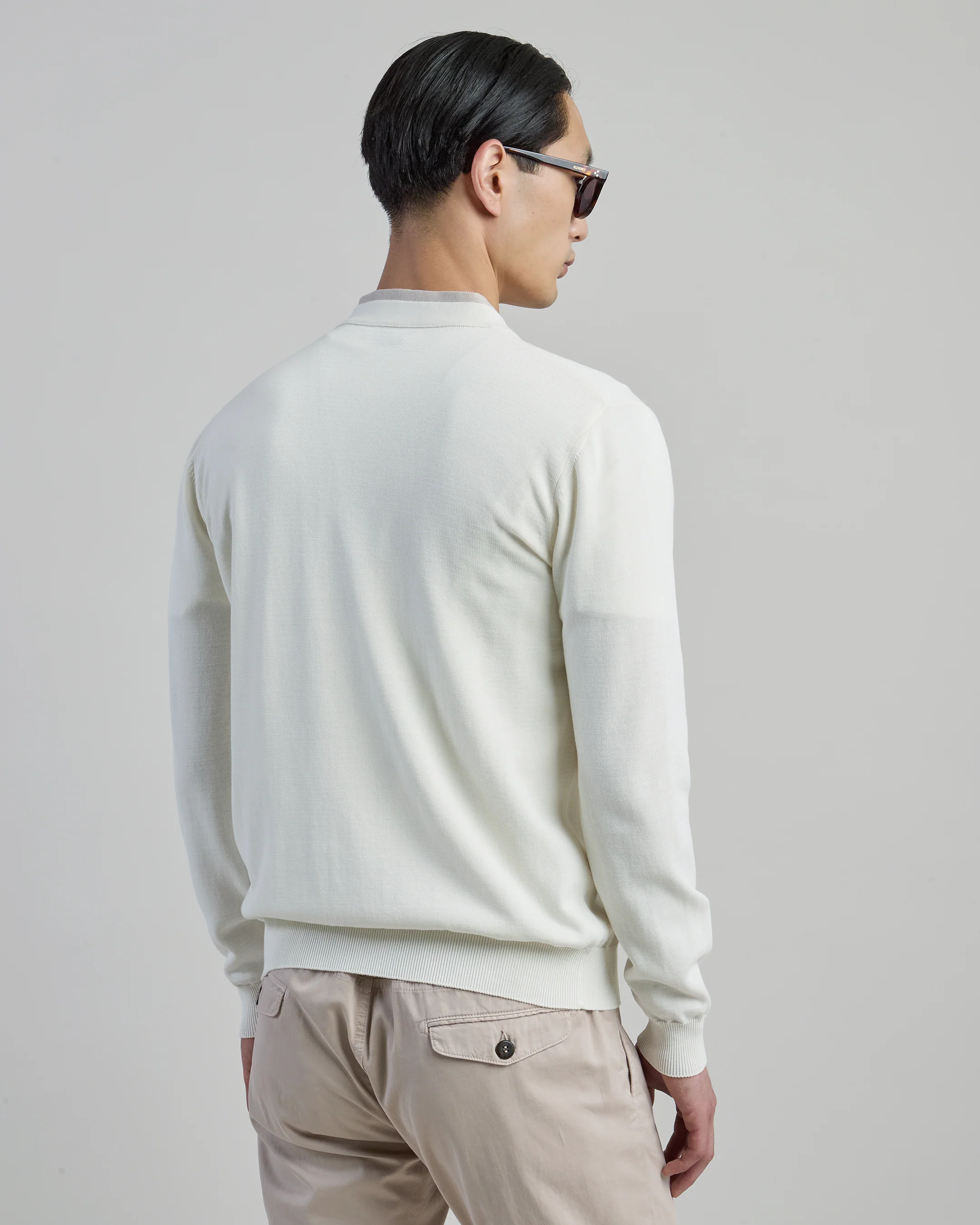 Cardigan in Cotone con Doppia Finta e Bottoni in Corno - Image 2