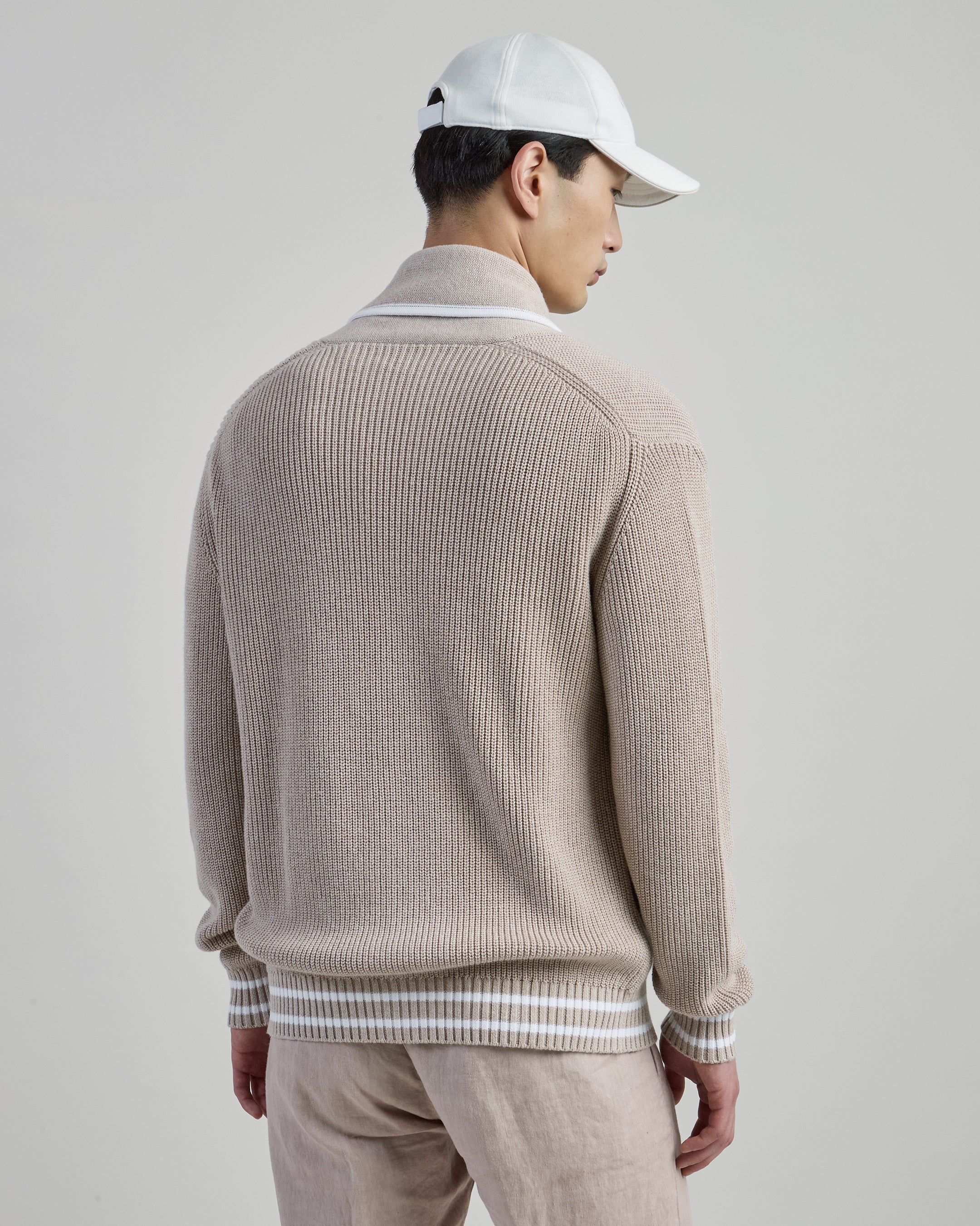 Cardigan in Cotone Costa Inglese con Collo a Scialle - Image 2