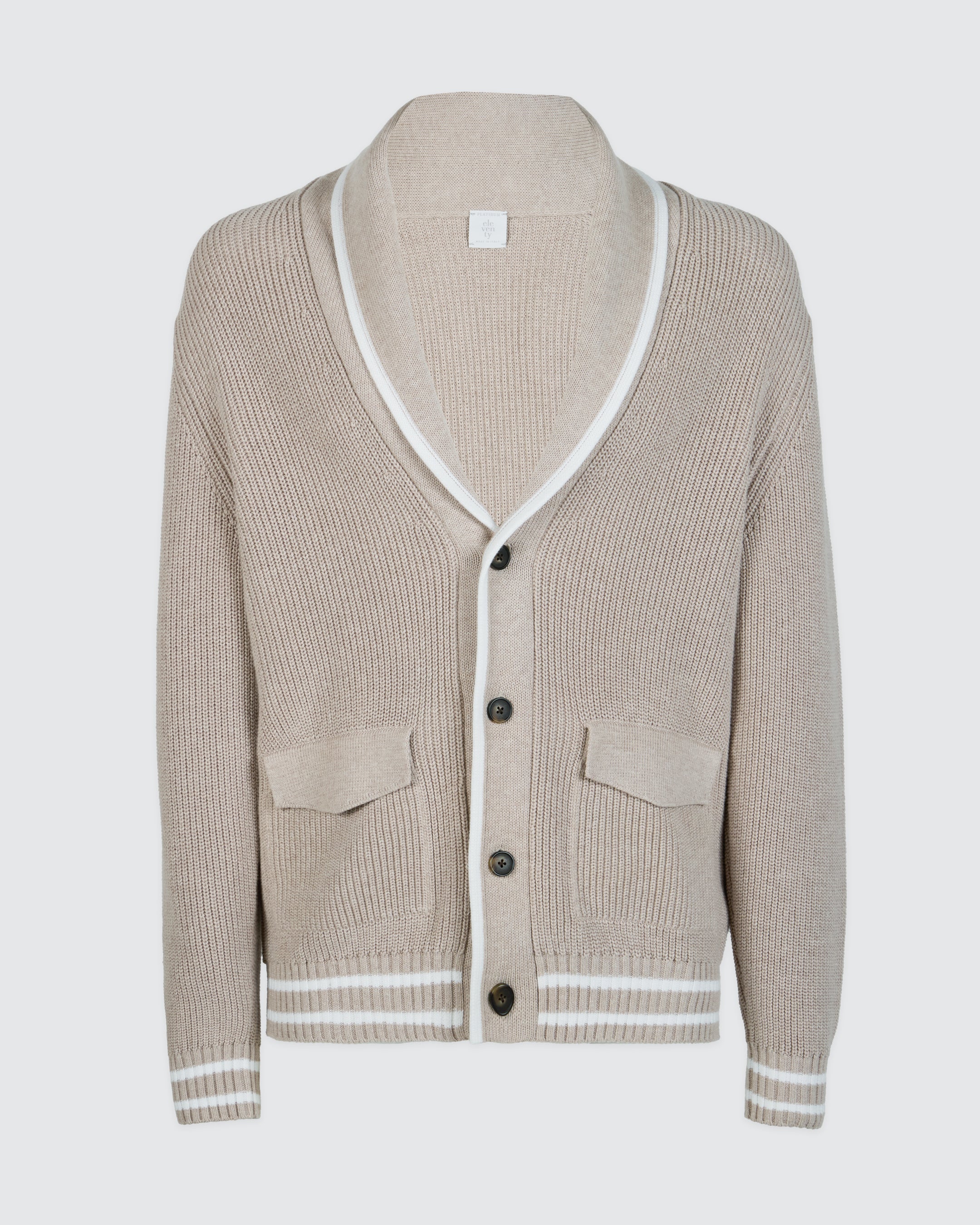 Cardigan in Cotone Costa Inglese con Collo a Scialle - Image 4