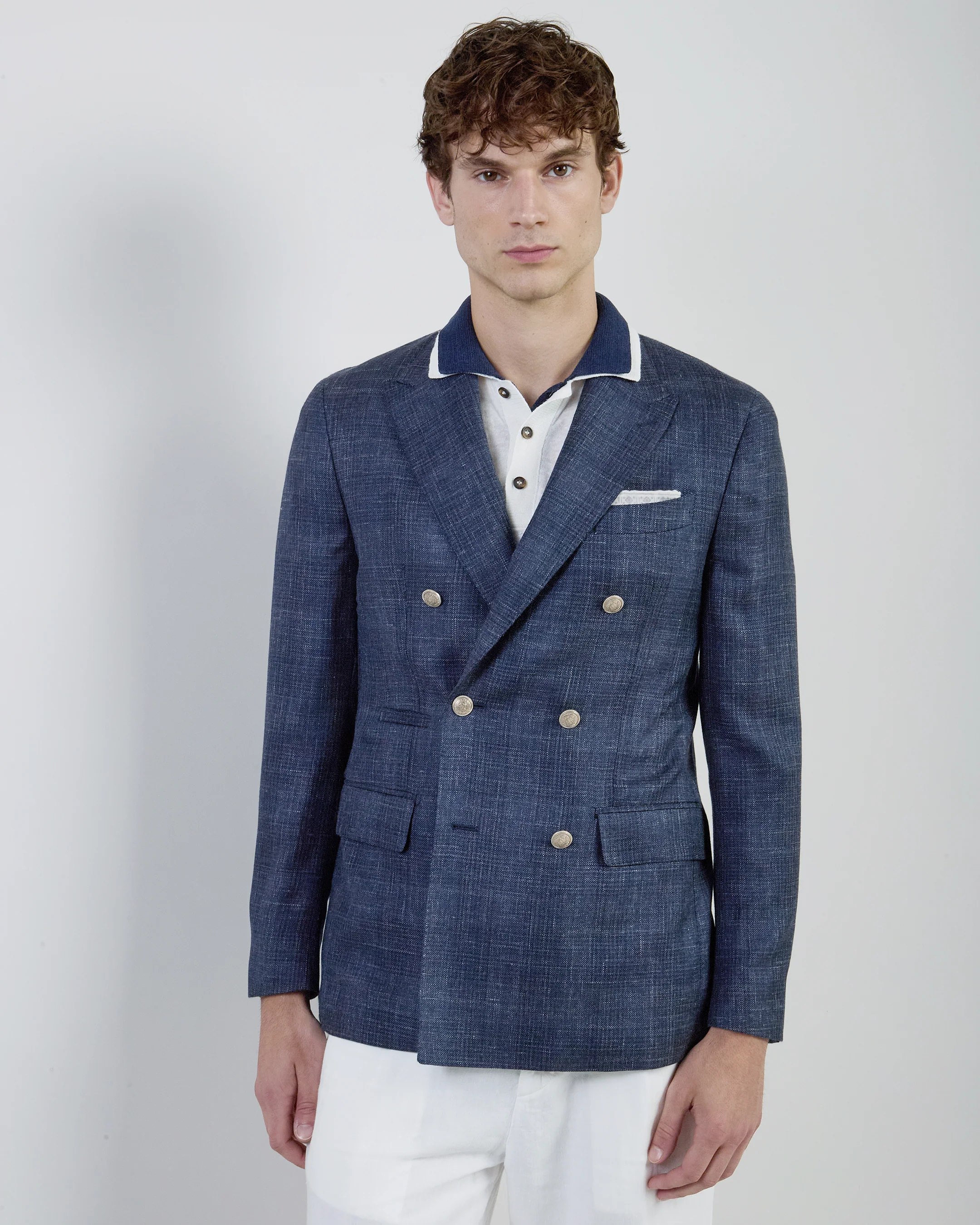 Giacca Doppiopetto Principe di Galles Cashmere e Seta