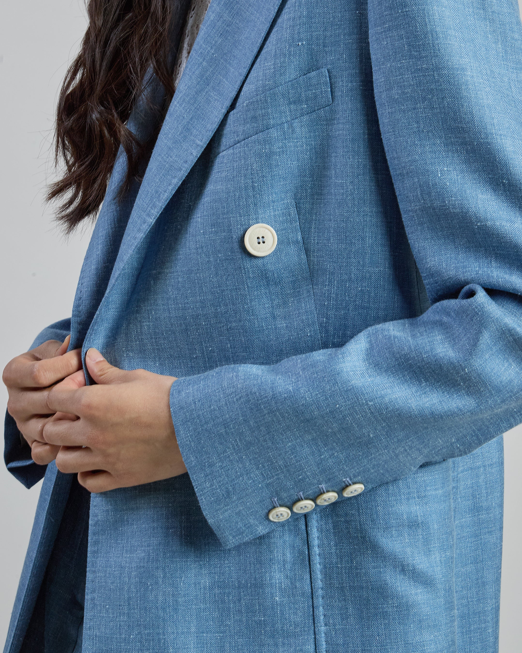 Giacca Doppiopetto Lana Seta Lino Micro Spina - Image 3