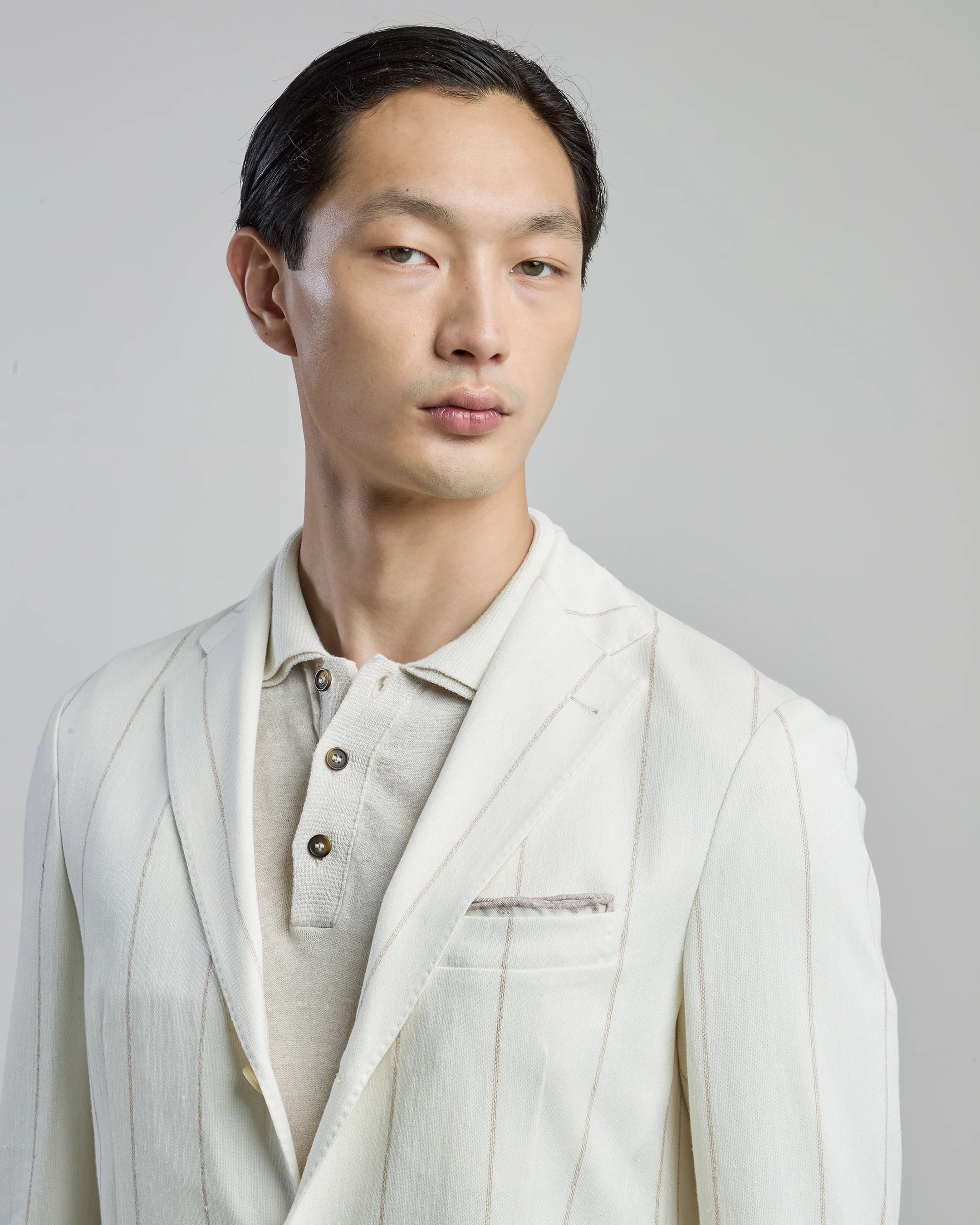 Giacca Monopetto in Jersey di Cotone e Lino Slim Fit - Image 3