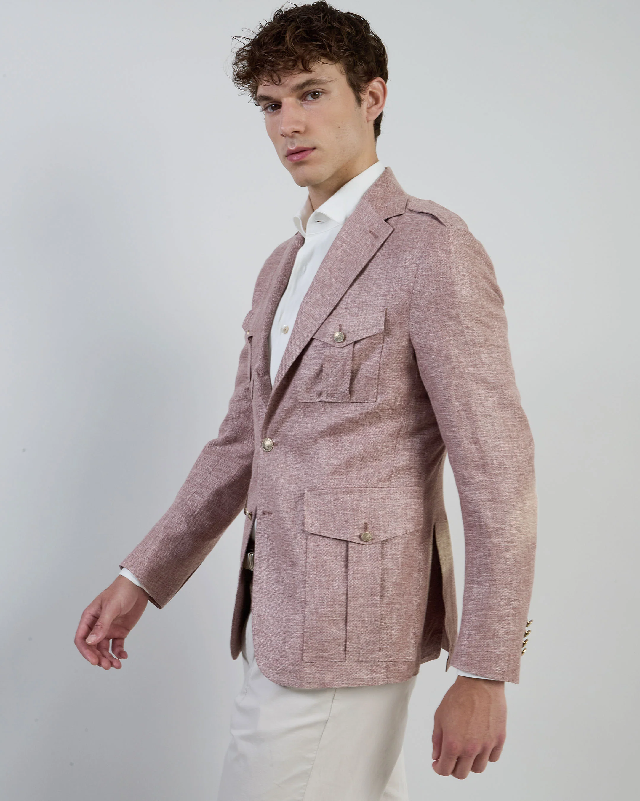 Giacca Monopetto in Lino Cashmere e Seta da Uomo - Image 3