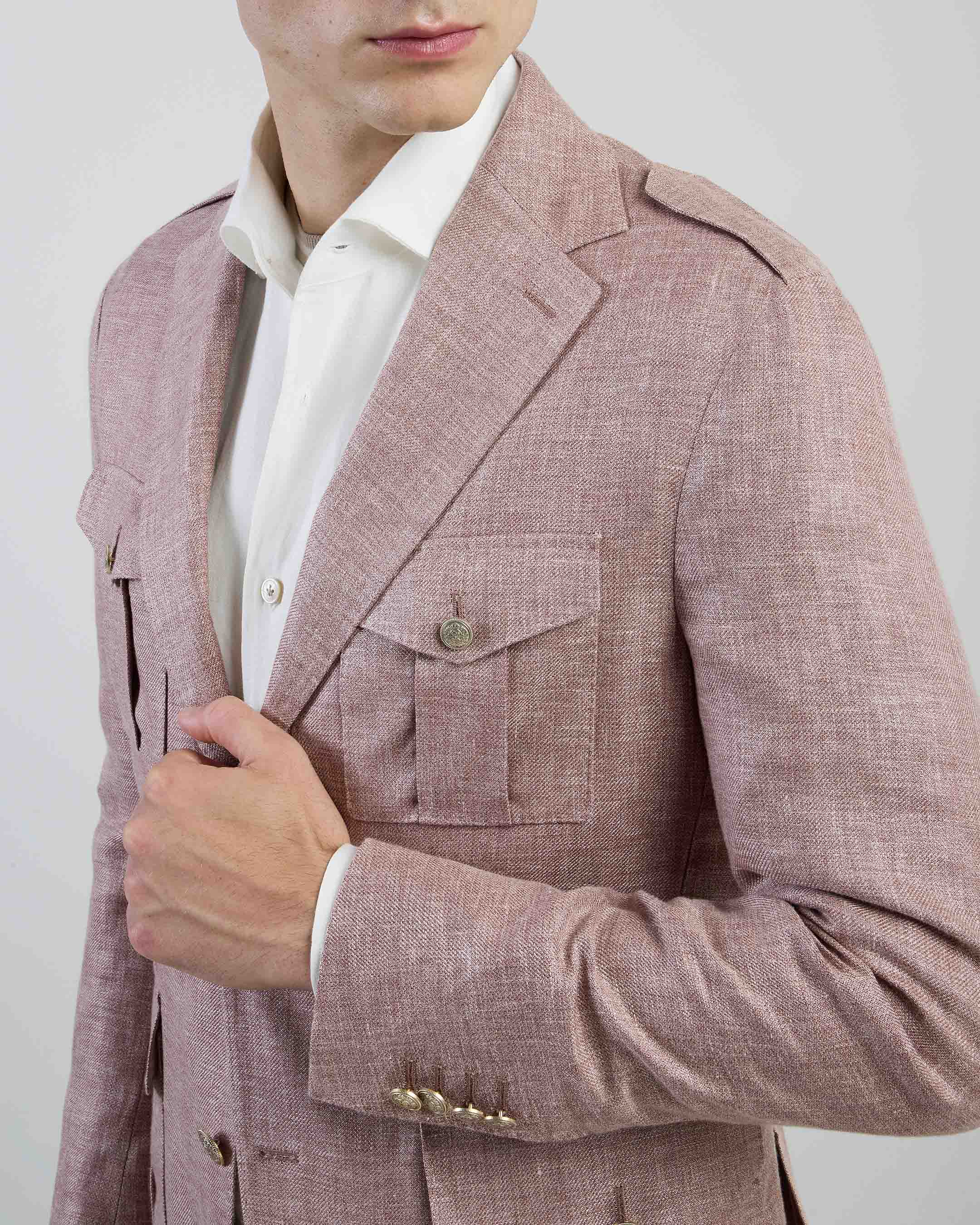 Giacca Monopetto in Lino Cashmere e Seta da Uomo - Image 4