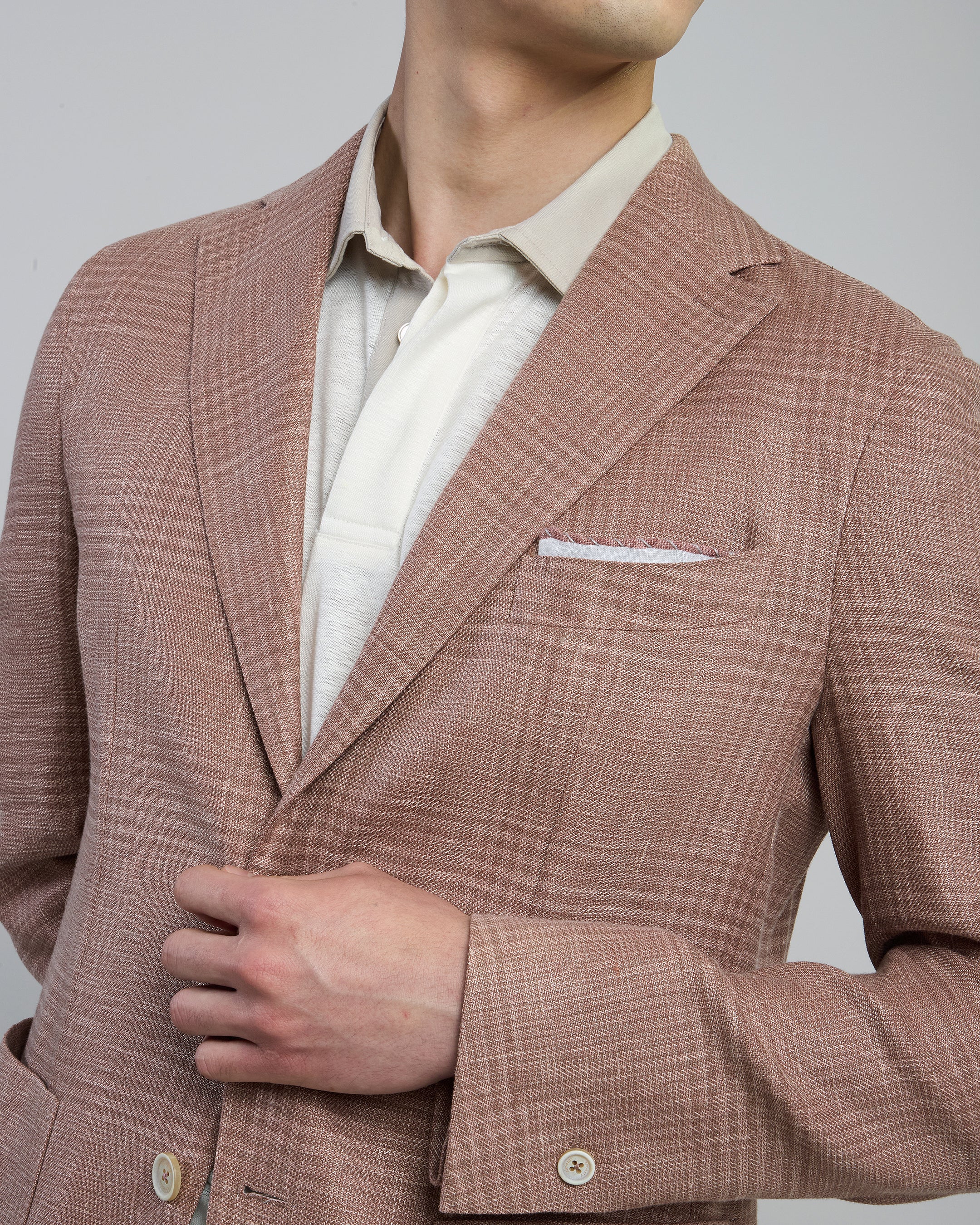 Giacca Monopetto Slim Fit in Lino Lana e Seta - Image 3