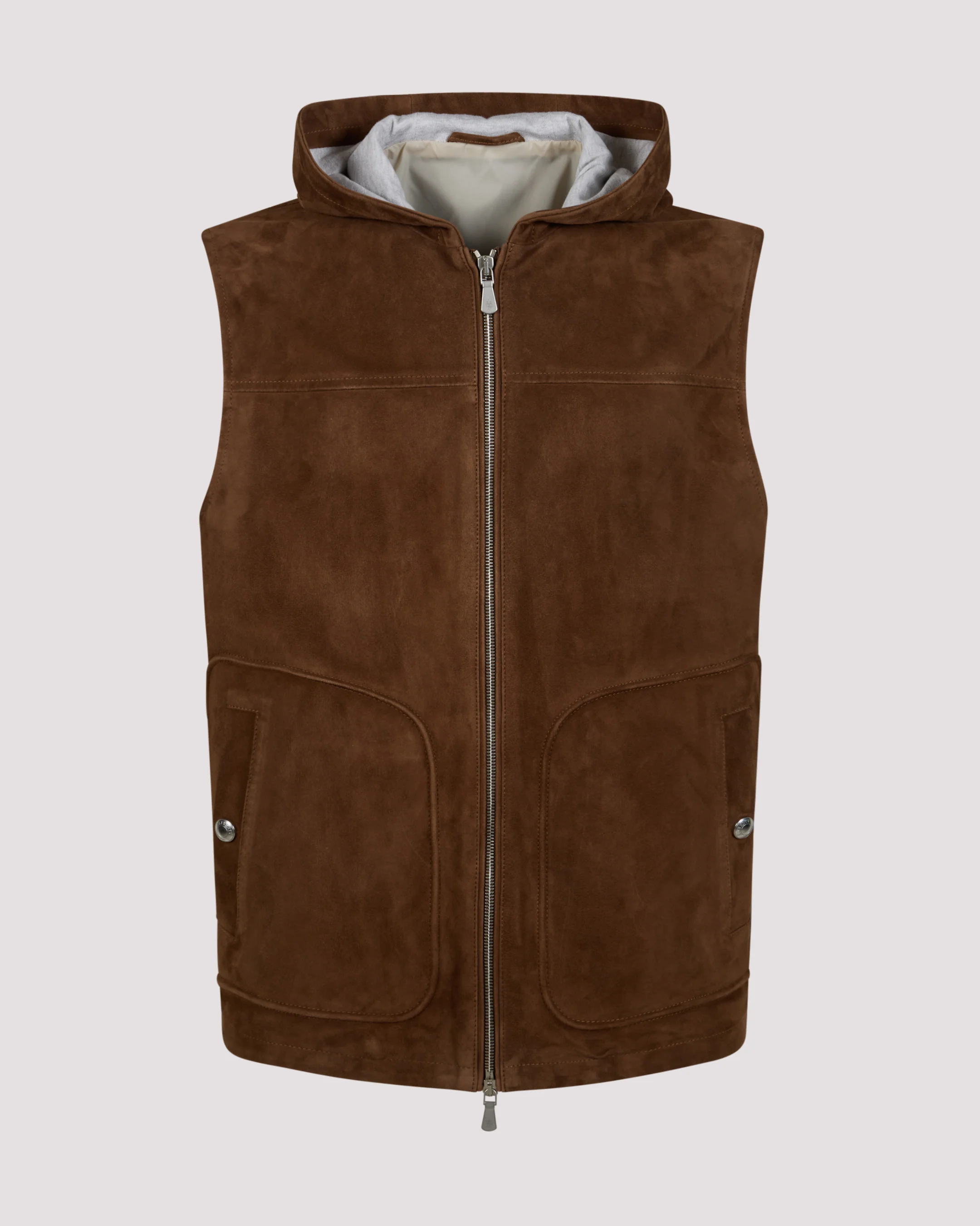 Gilet con Cappuccio in Suede e Pelle Ovina da Uomo - Image 4
