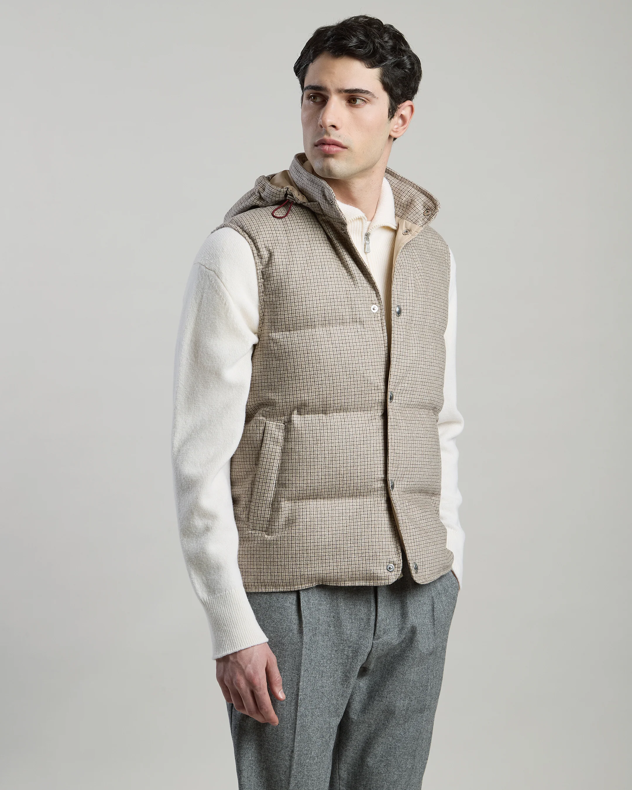 GILET IN NYLON LANA CASHMERE