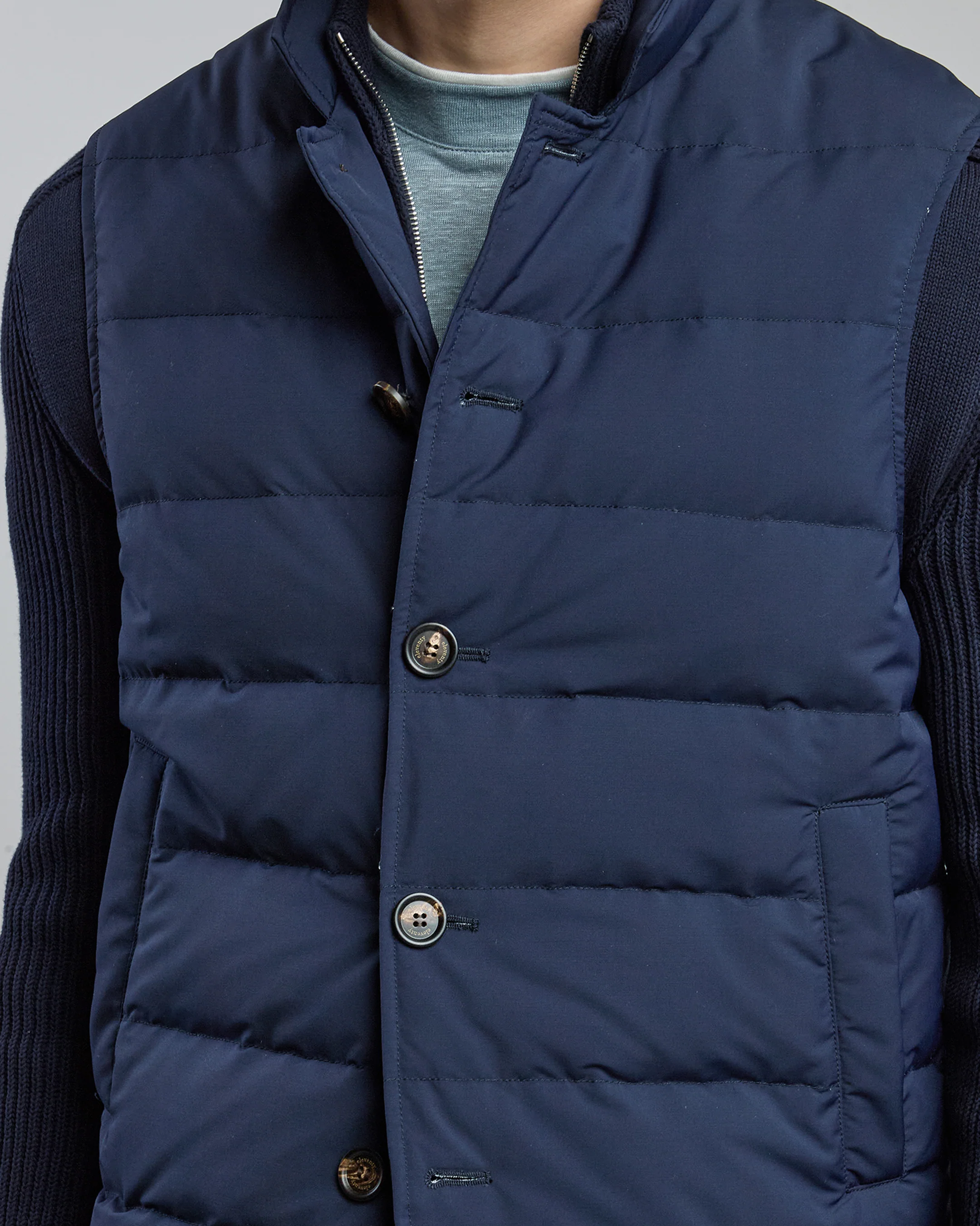 Gilet Imbottito in Lana e Nylon con Collo alla Coreana - Image 3