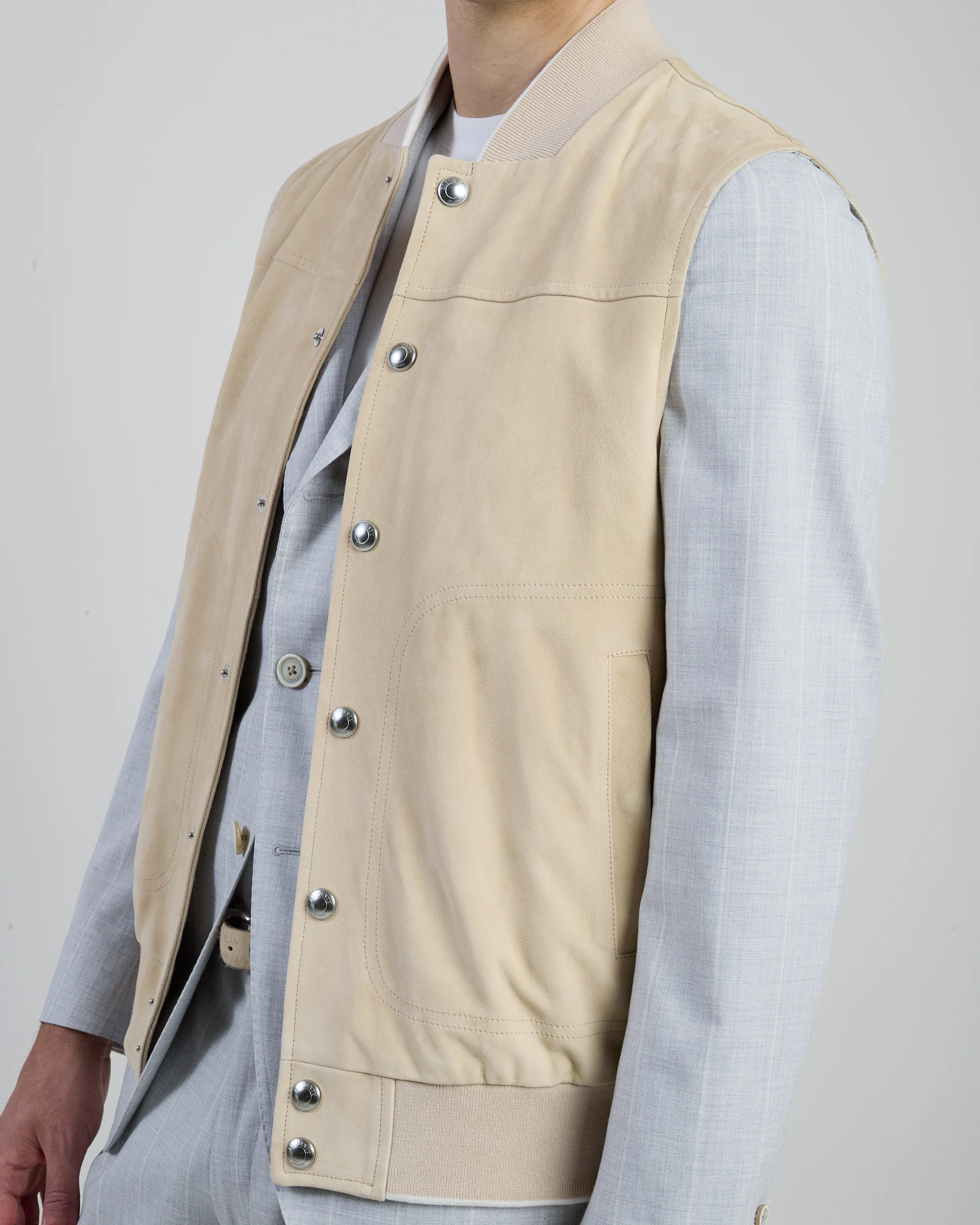 Gilet Bomber in Suede da Uomo in Pelle Ovina - Image 3