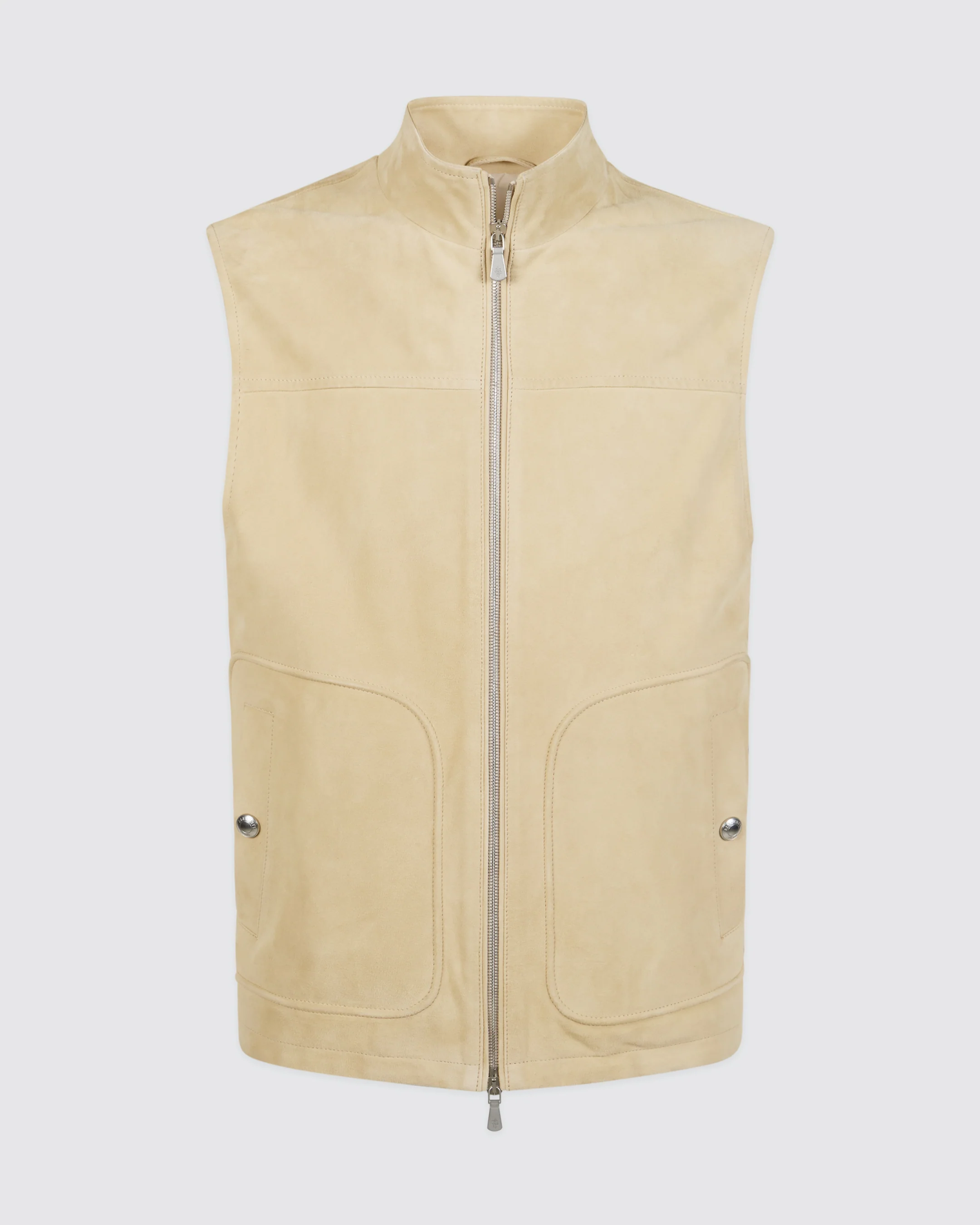 Gilet in Pelle Scamosciata Suede Uomo con Collo in Piedi - Image 5