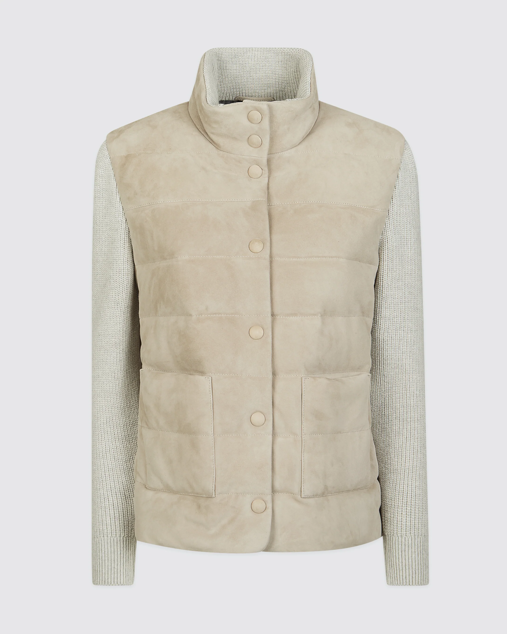GIUBBINO IN PELLE SUEDE CON PARTI IN MAGLIA E IMBOTTITURA - Image 5