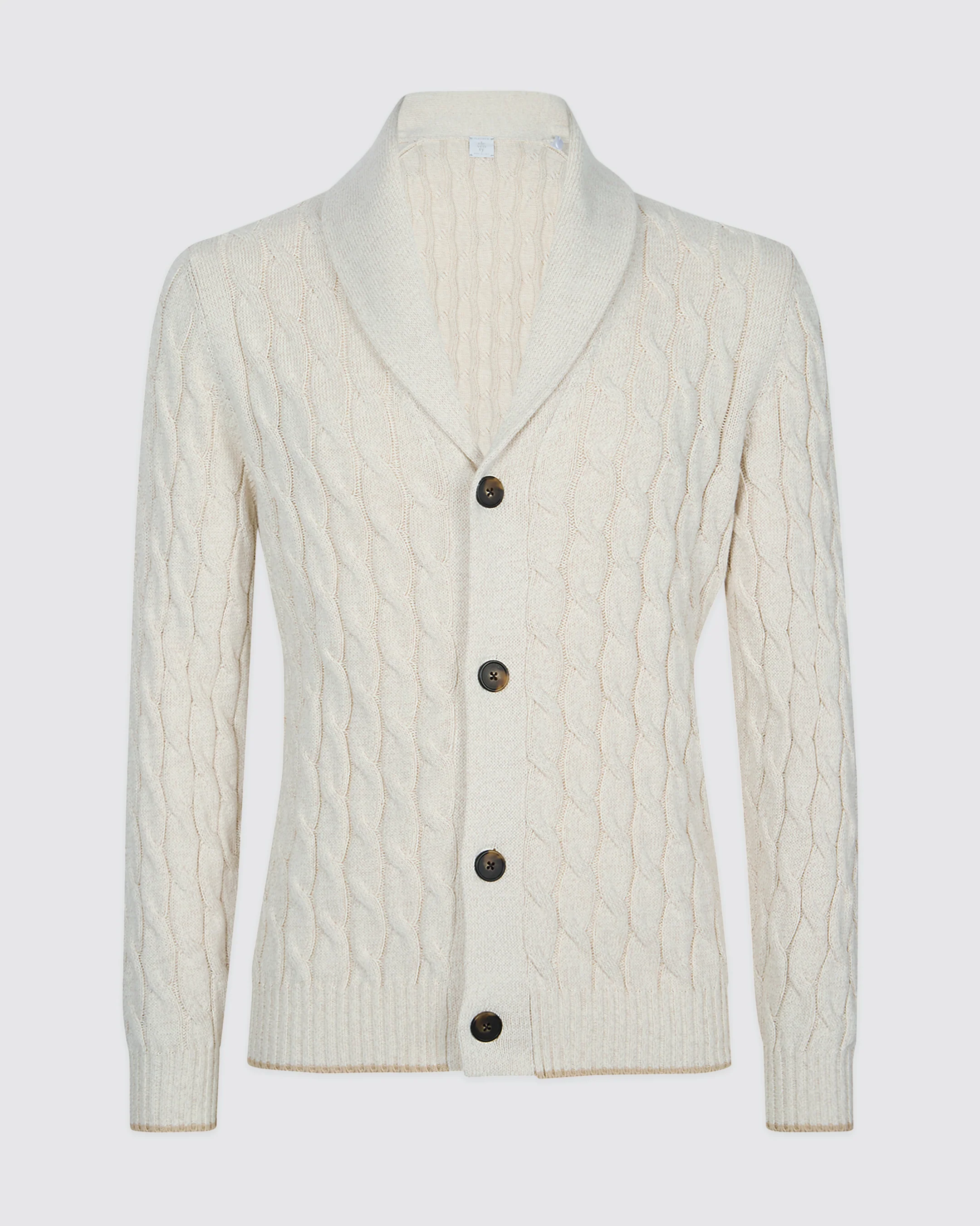 Cardigan Uomo Collo Scialle in Cotone e Lino Treccia - Image 5