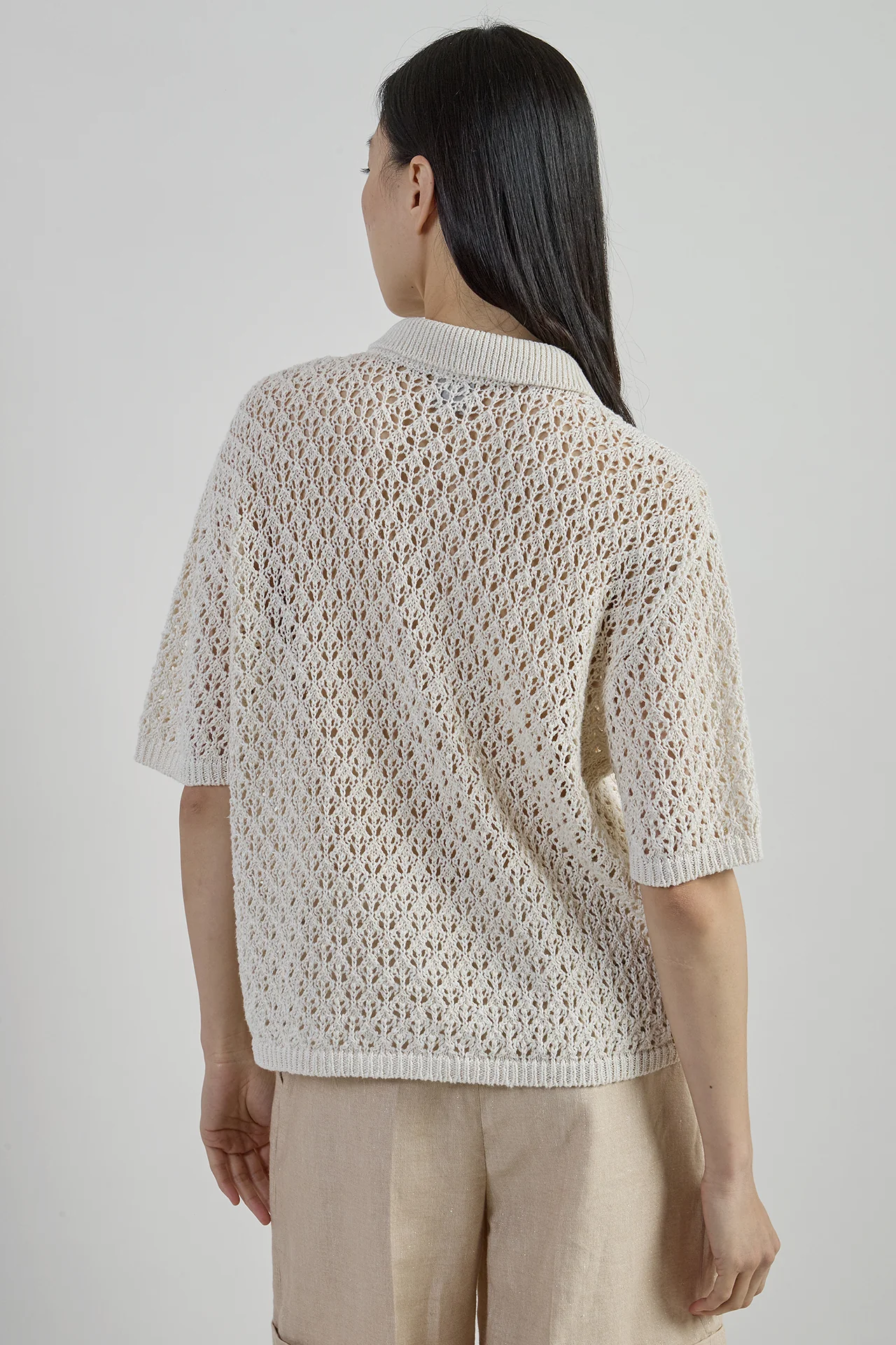 Maglia Camicia in Lino e Seta a Maniche Corte - Image 2