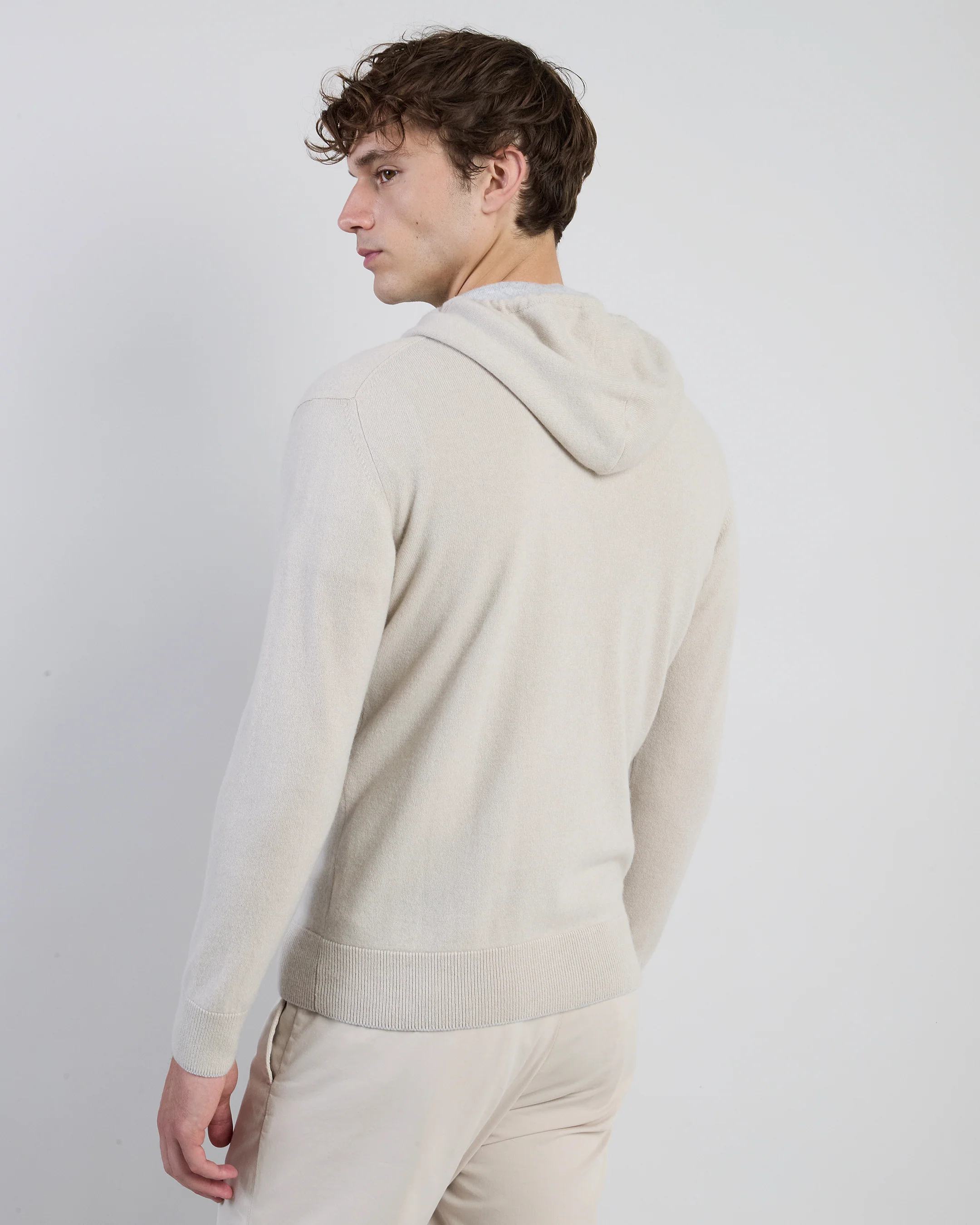 Maglia Full Zip in Cashmere con Cappuccio da Uomo - Image 2