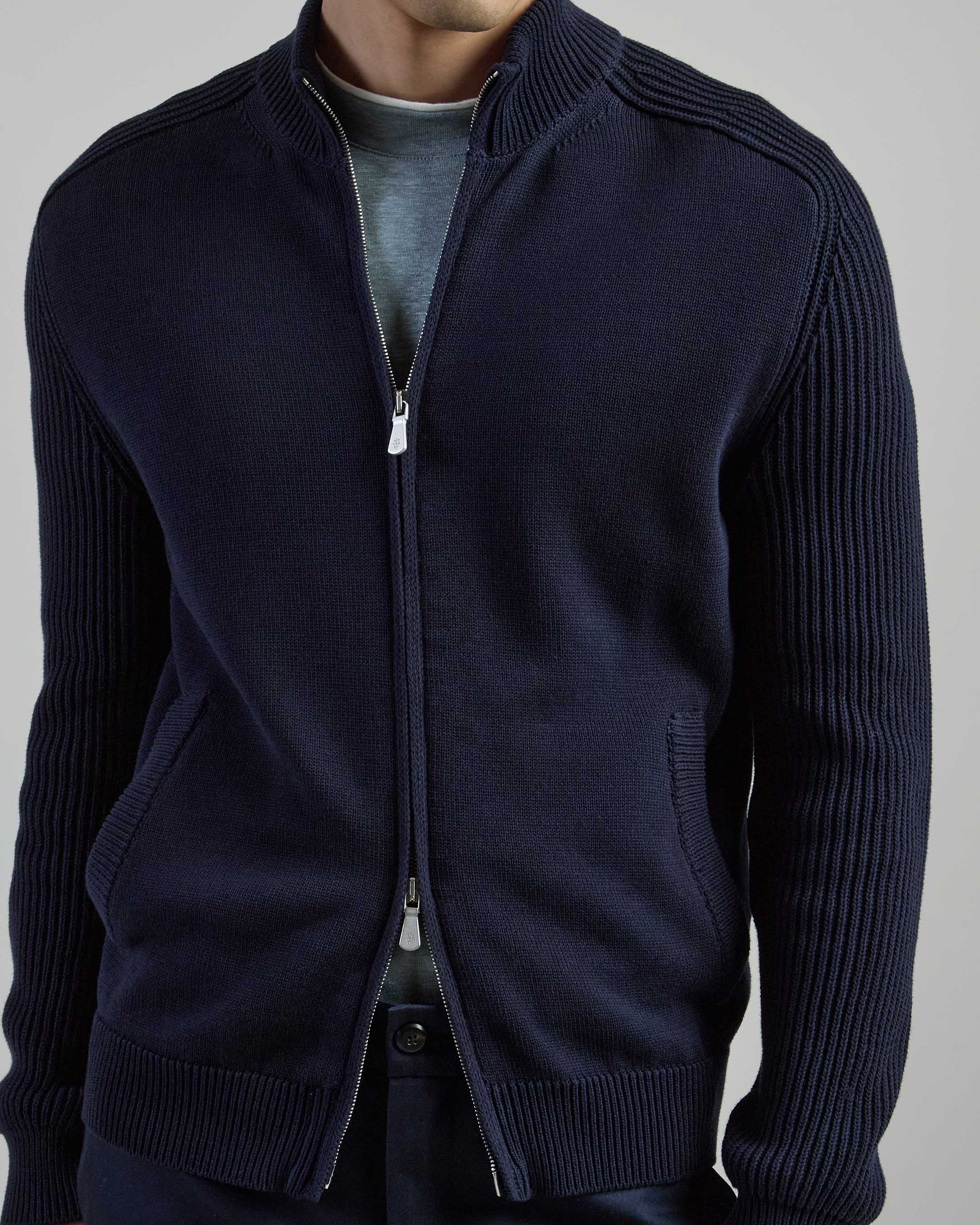 Maglia Full Zip in Cotone Finezza 7 da Uomo - Image 3