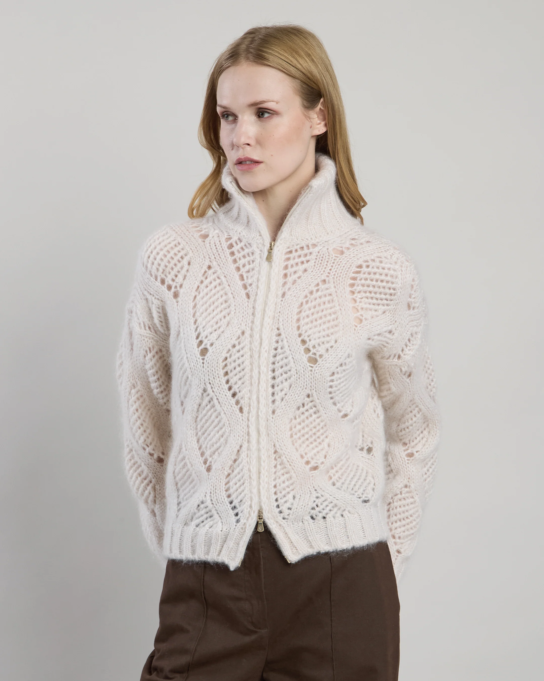 MAGLIA FULL ZIP KID MOHAIR SETA