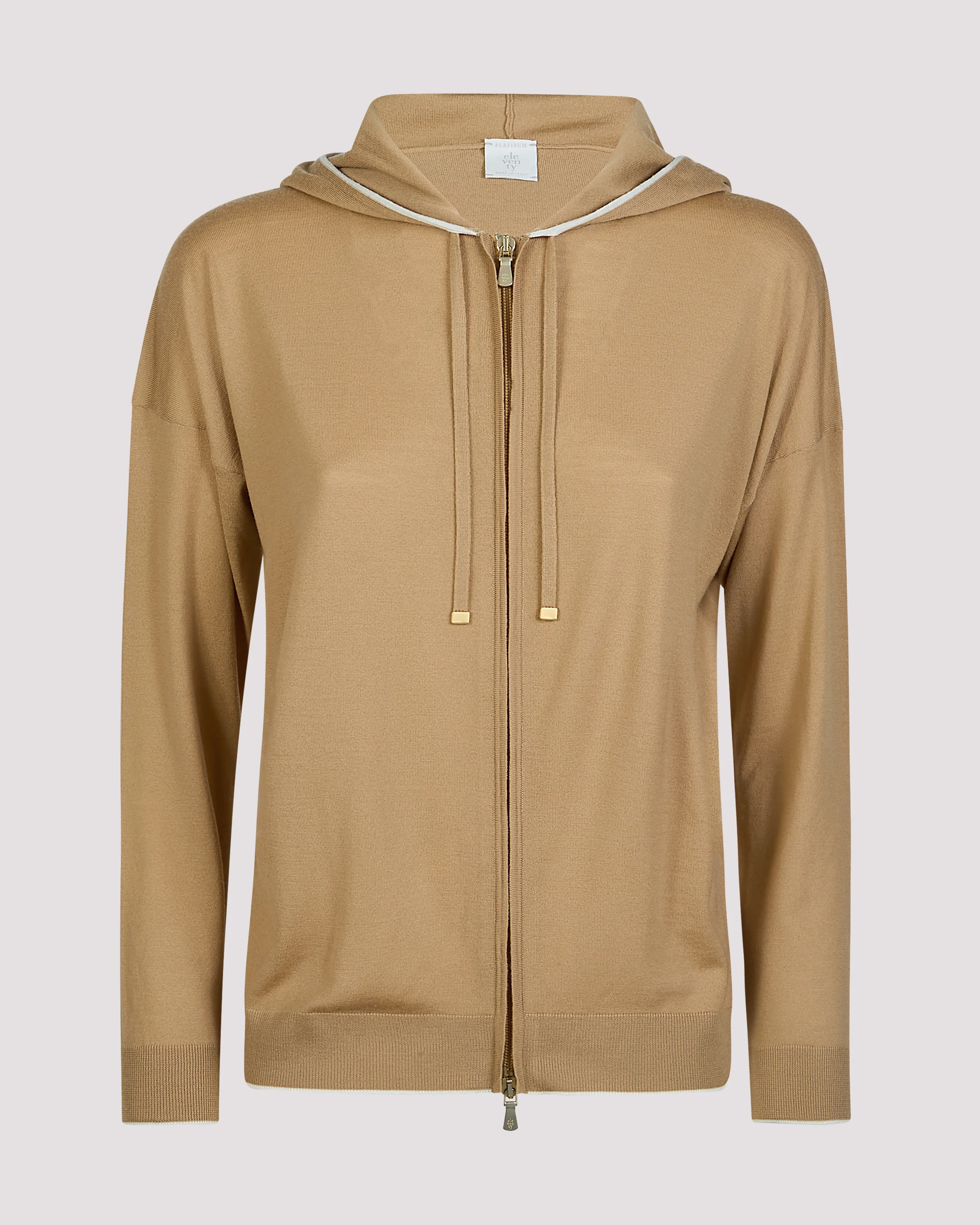 Maglia Full Zip in Lana 14 Micron con Cappuccio - Image 5