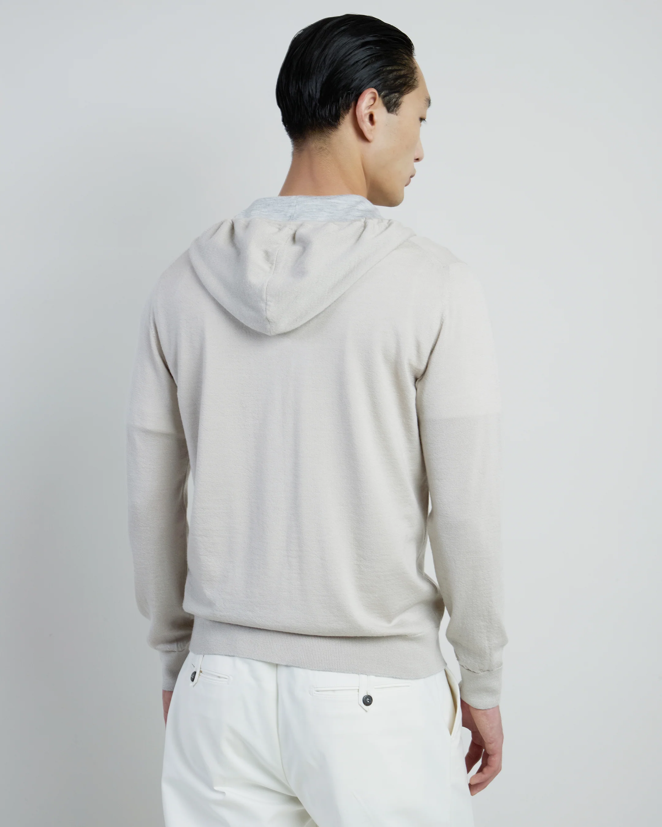 Maglia Full Zip in Lana Merinos e Seta con Cappuccio - Image 2