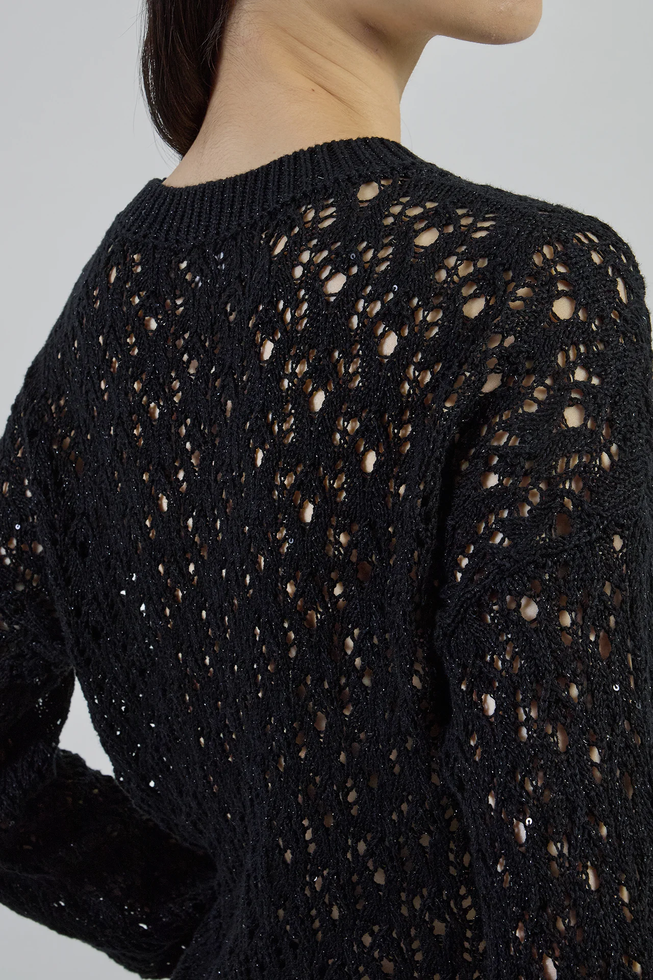 Maglia Girocollo Donna in Cotone e Lino con Paillettes - Image 3