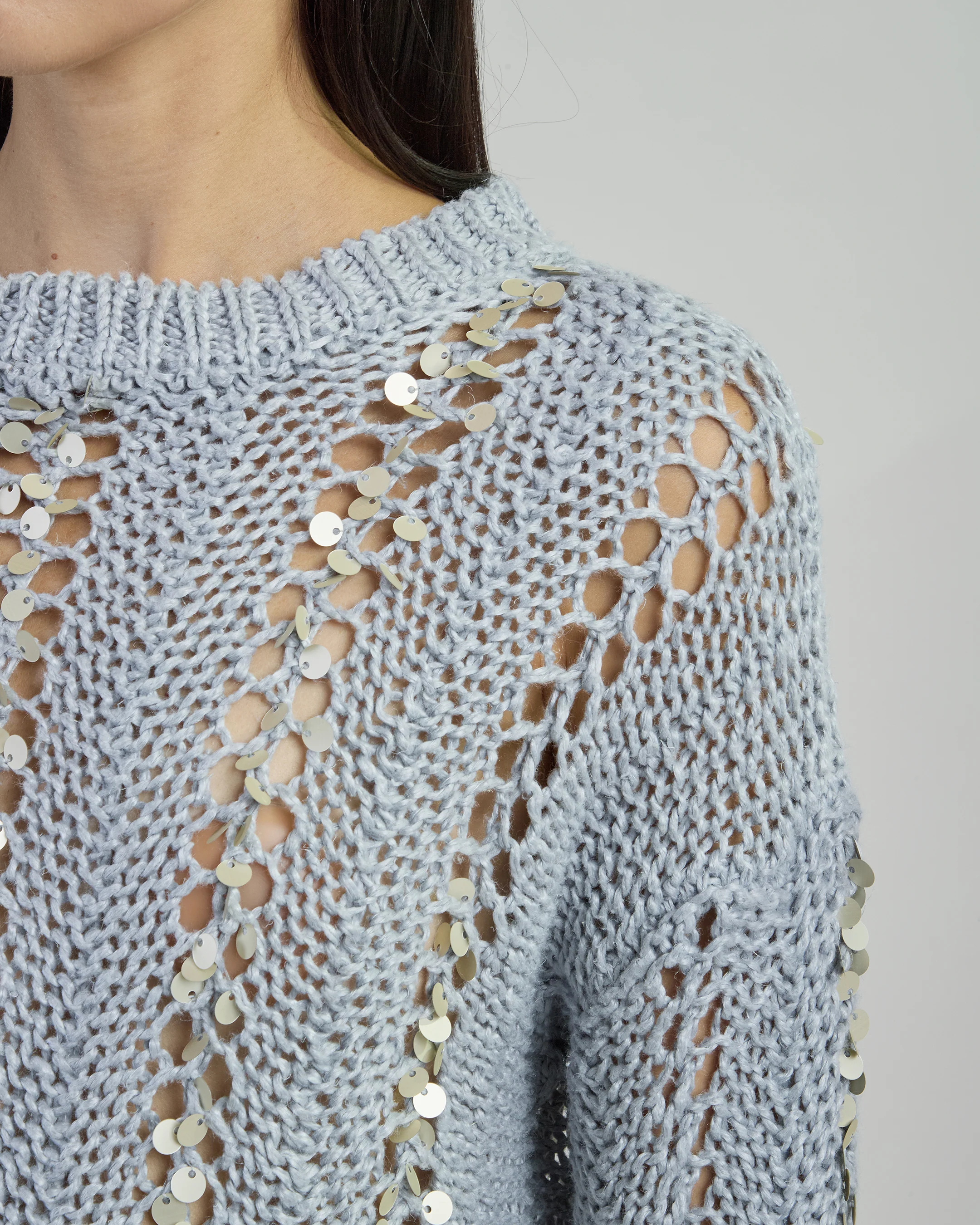 Maglia Girocollo in Lino con Paillettes da Donna - Image 7