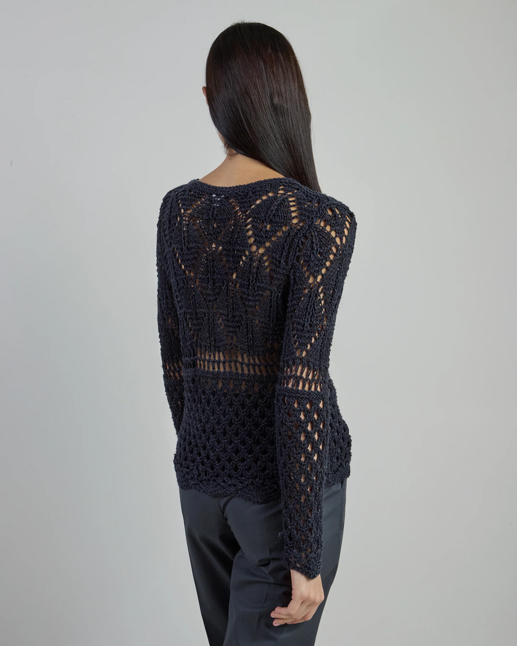 Maglia Girocollo in Lino e Seta con Effetto Microbouclé - Image 6