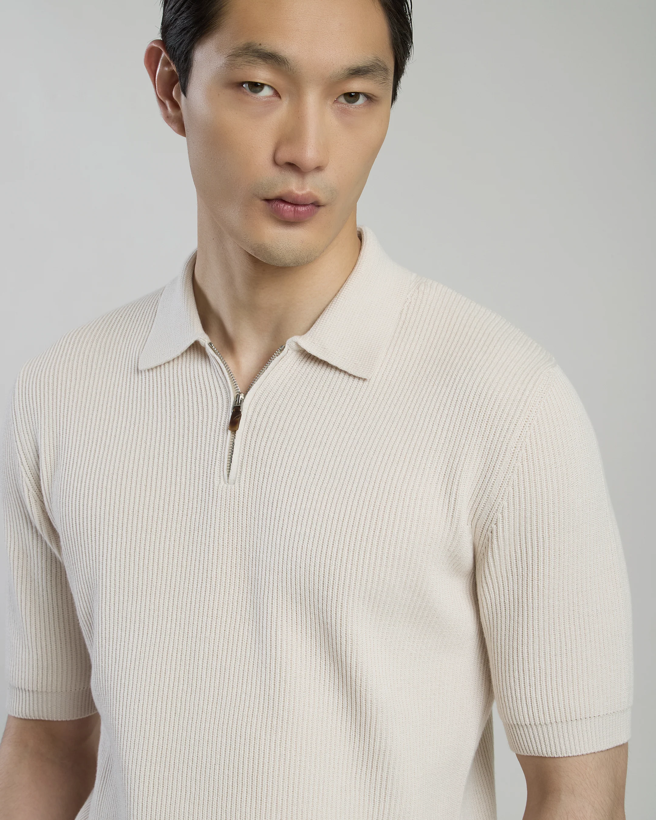 Maglia Mezza Zip in Cotone e Cashmere da Uomo - Image 3