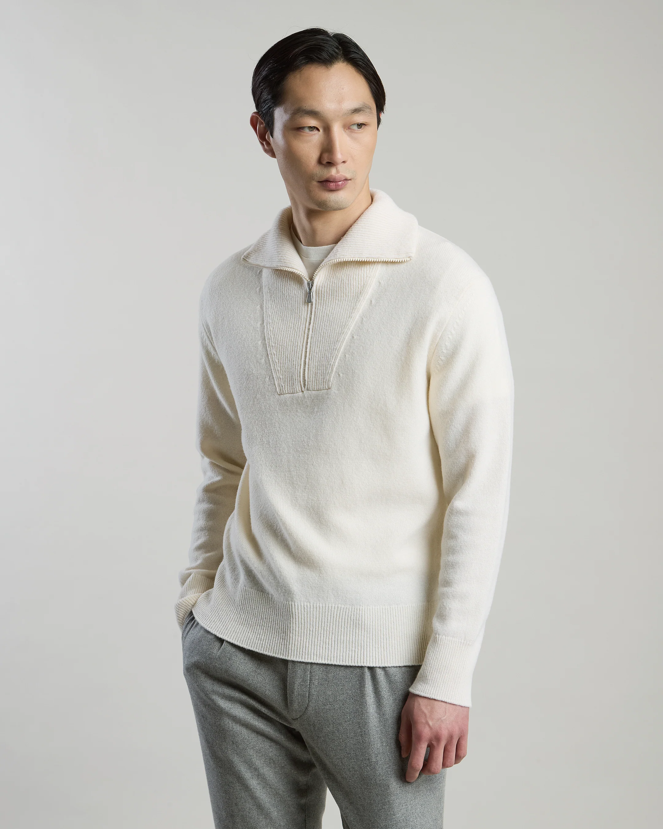 MAGLIA MEZZA ZIP LANA