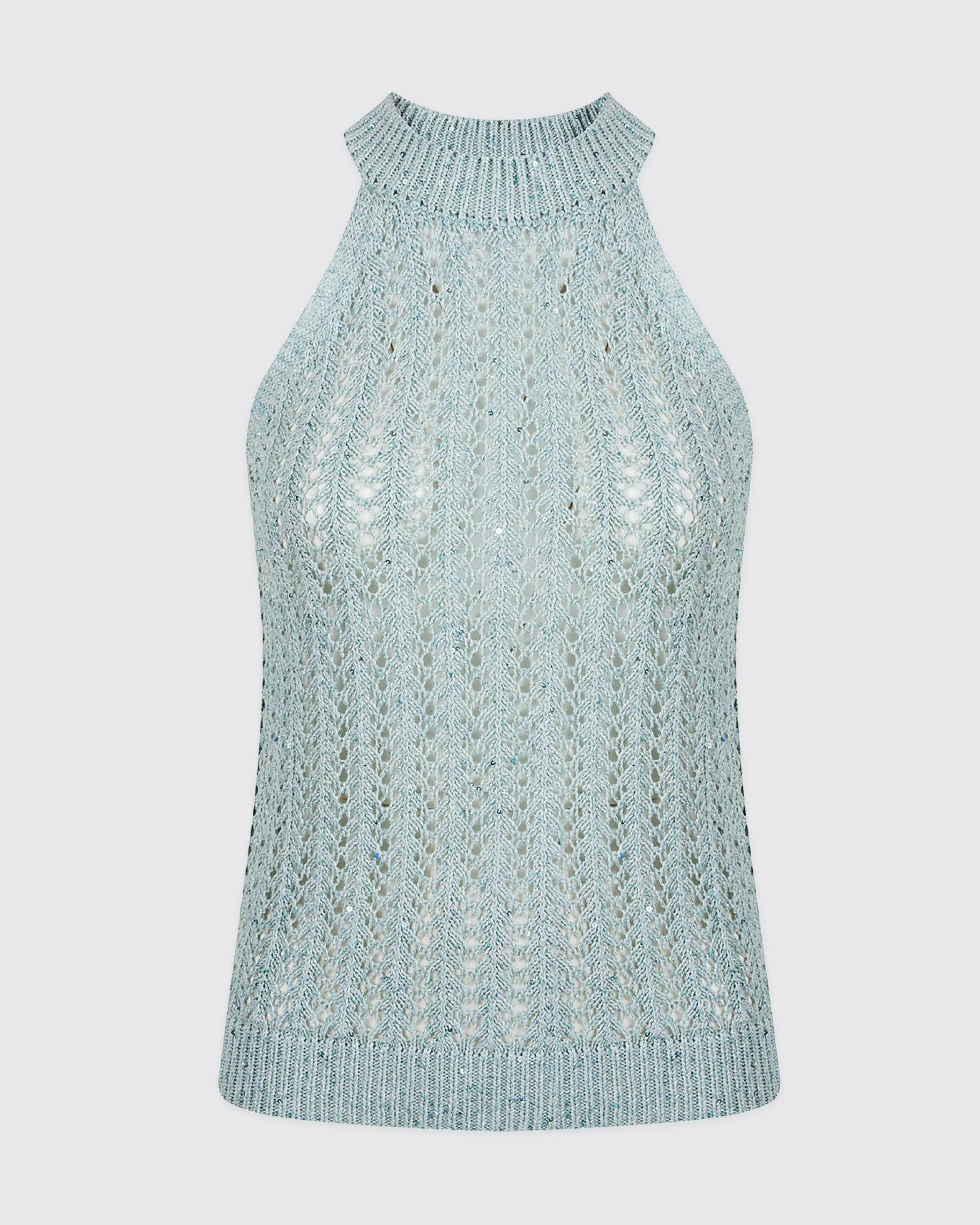 Maglia Smanicata in Cotone e Lino con Paillettes - Image 4