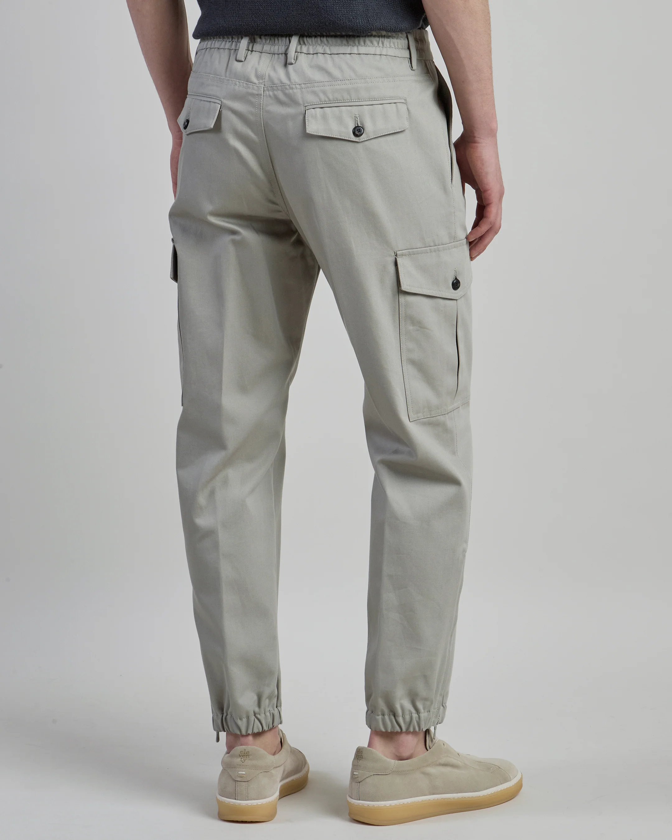 Pantaloni Cargo in Cotone con Coulisse e Zip - Image 2