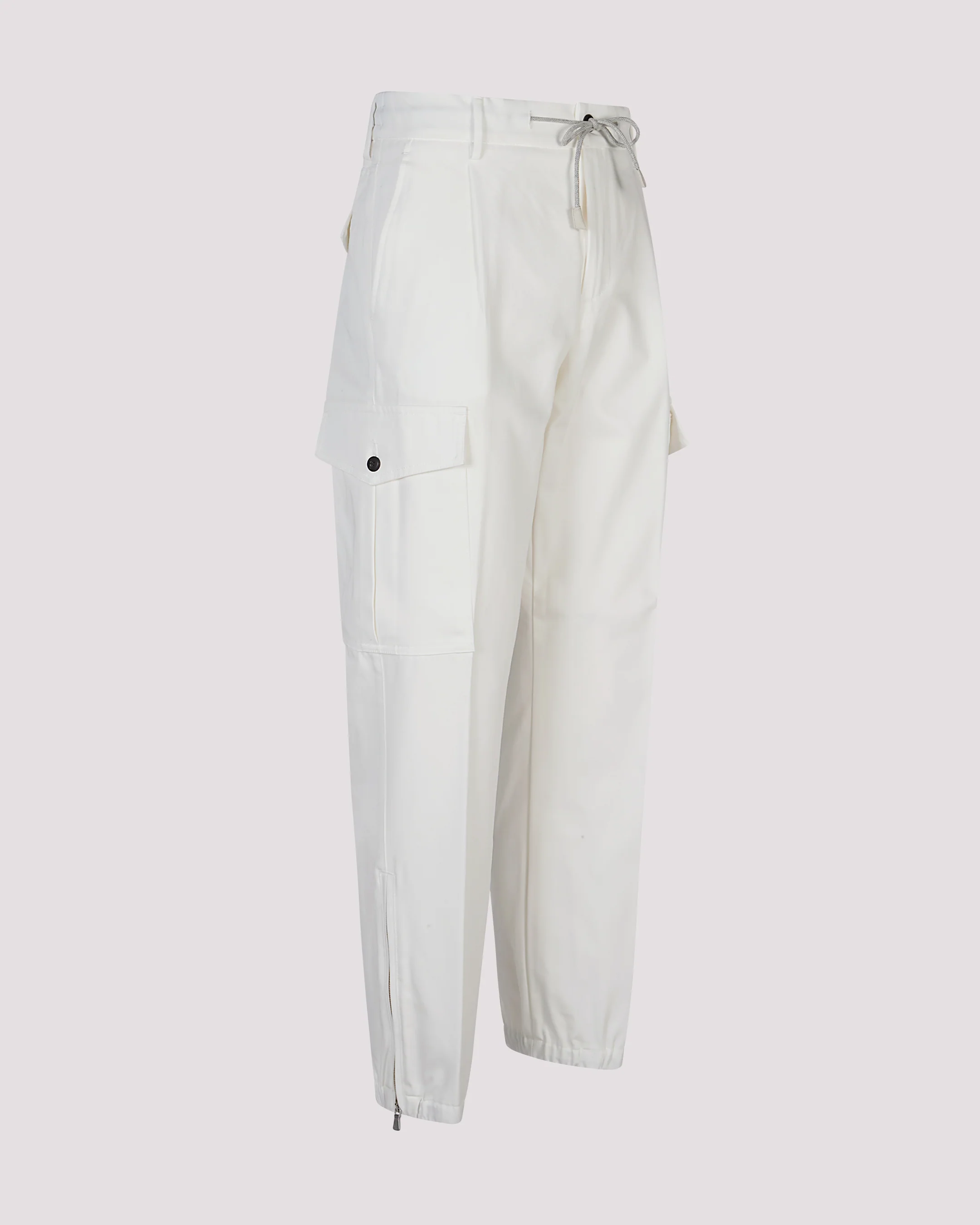 Pantaloni Cargo in Cotone con Coulisse e Zip - Image 6