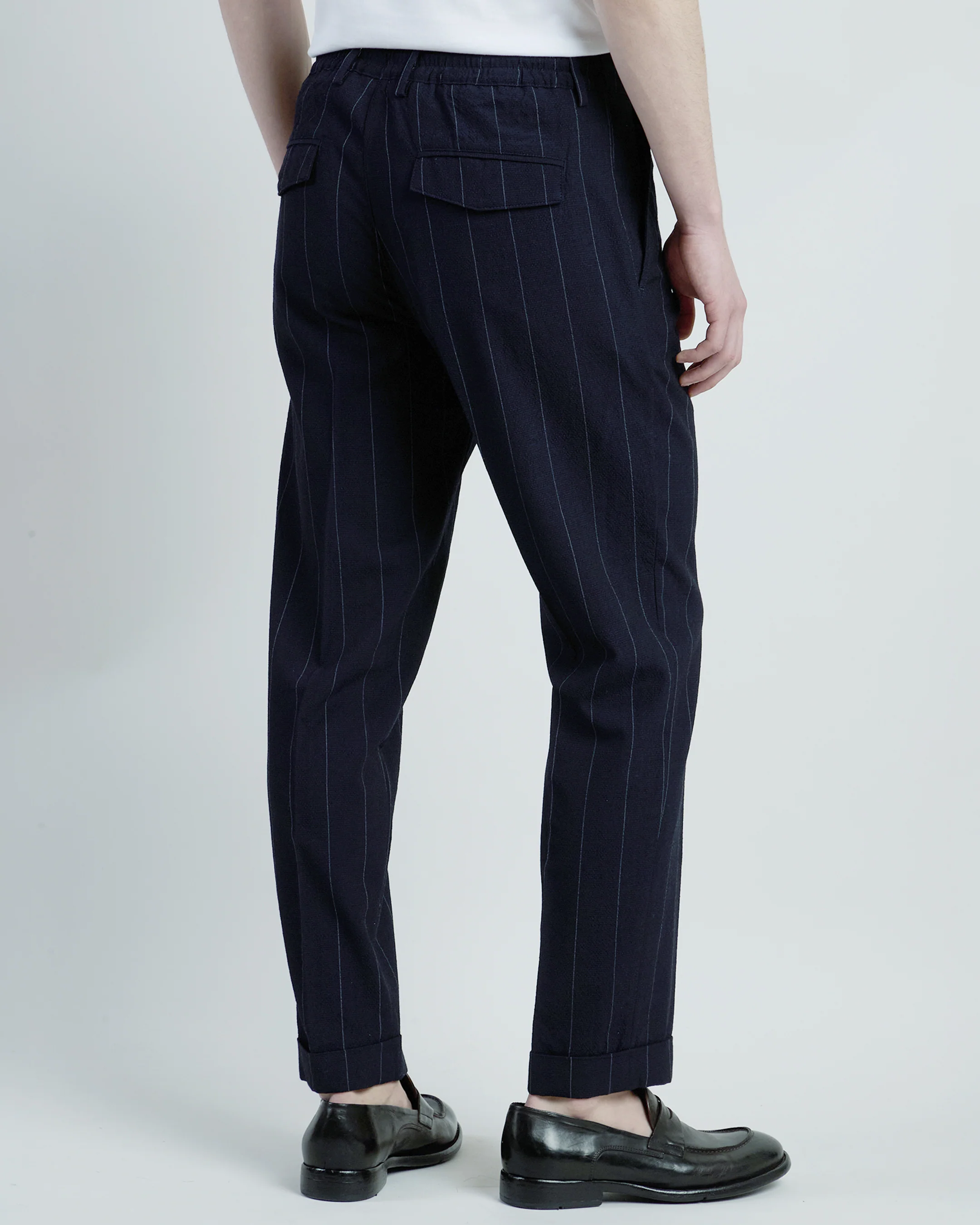 Pantaloni Jogger in Lana Stretch con Pinces da Uomo - Image 2