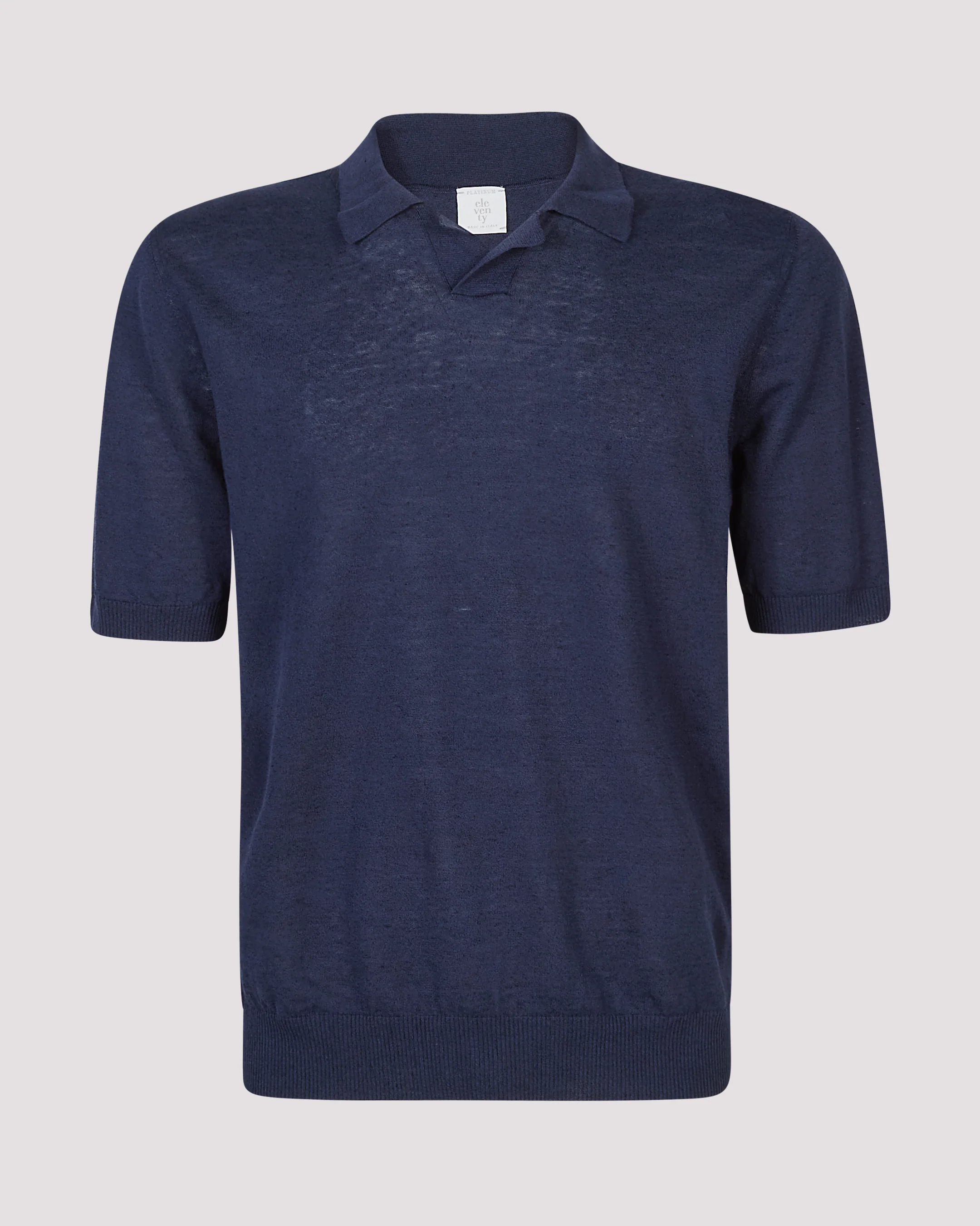 Polo in Maglia di Lino e Cotone con Collo Bowling - Image 5