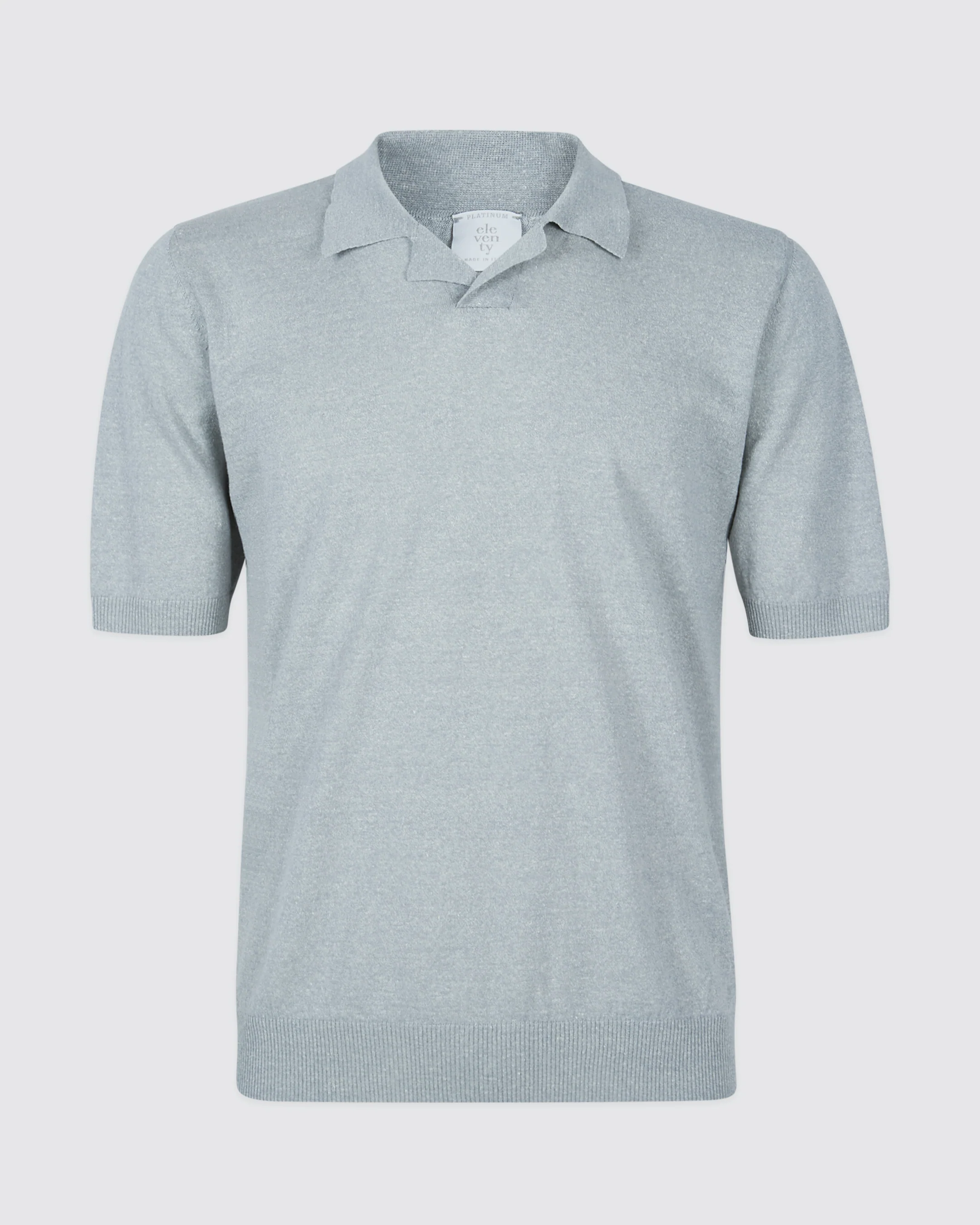 Polo in Maglia Lino e Cotone con Collo Bowling - Image 8