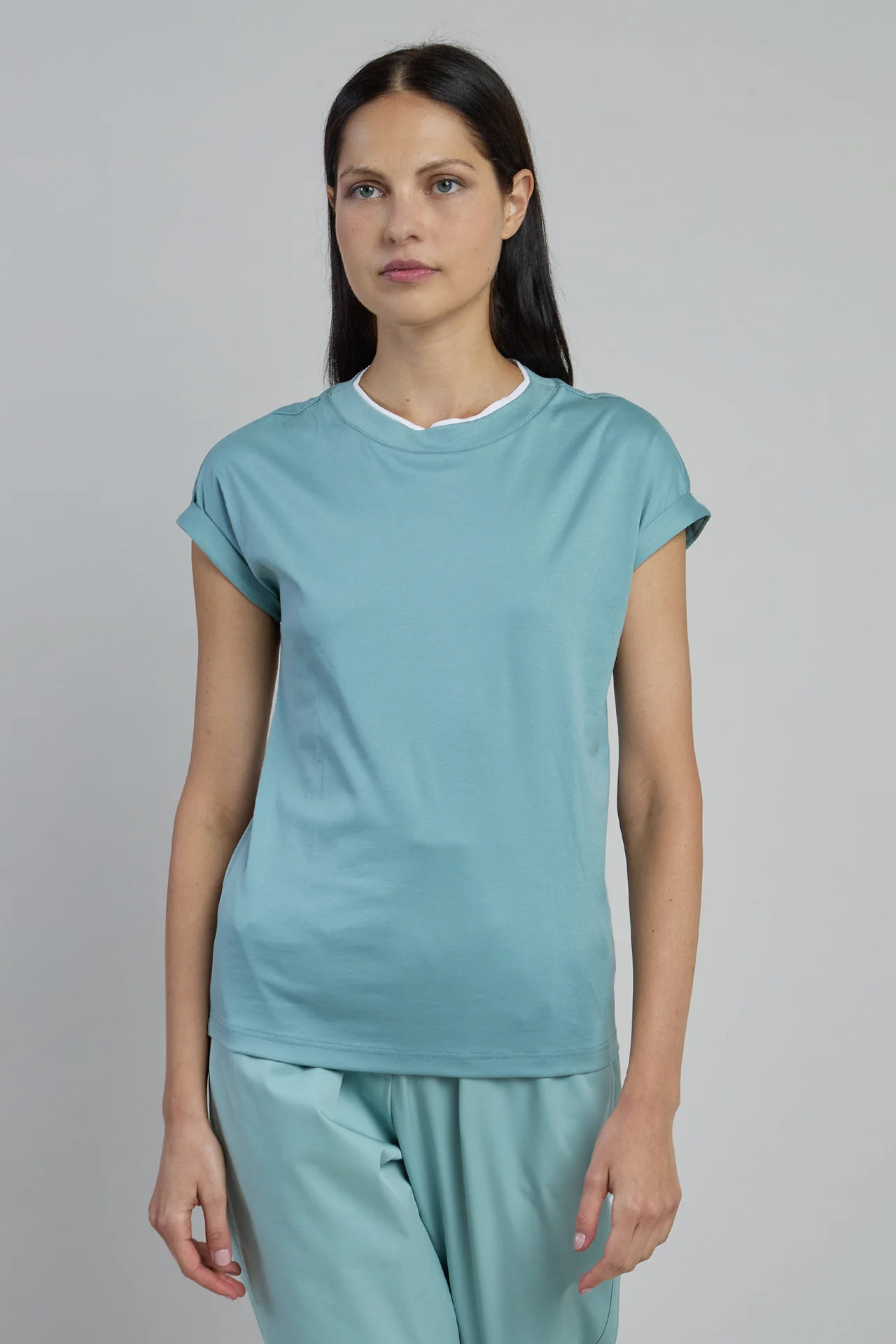 T-shirt Girocollo in Cotone Pregiato da Donna - Image 4