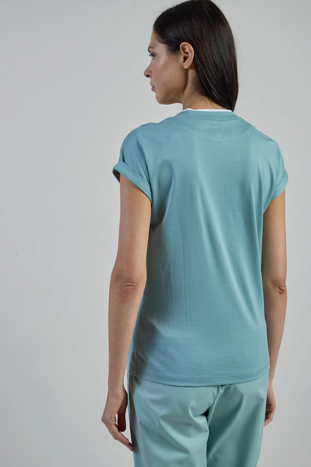 T-shirt Girocollo in Cotone Pregiato da Donna - Image 5